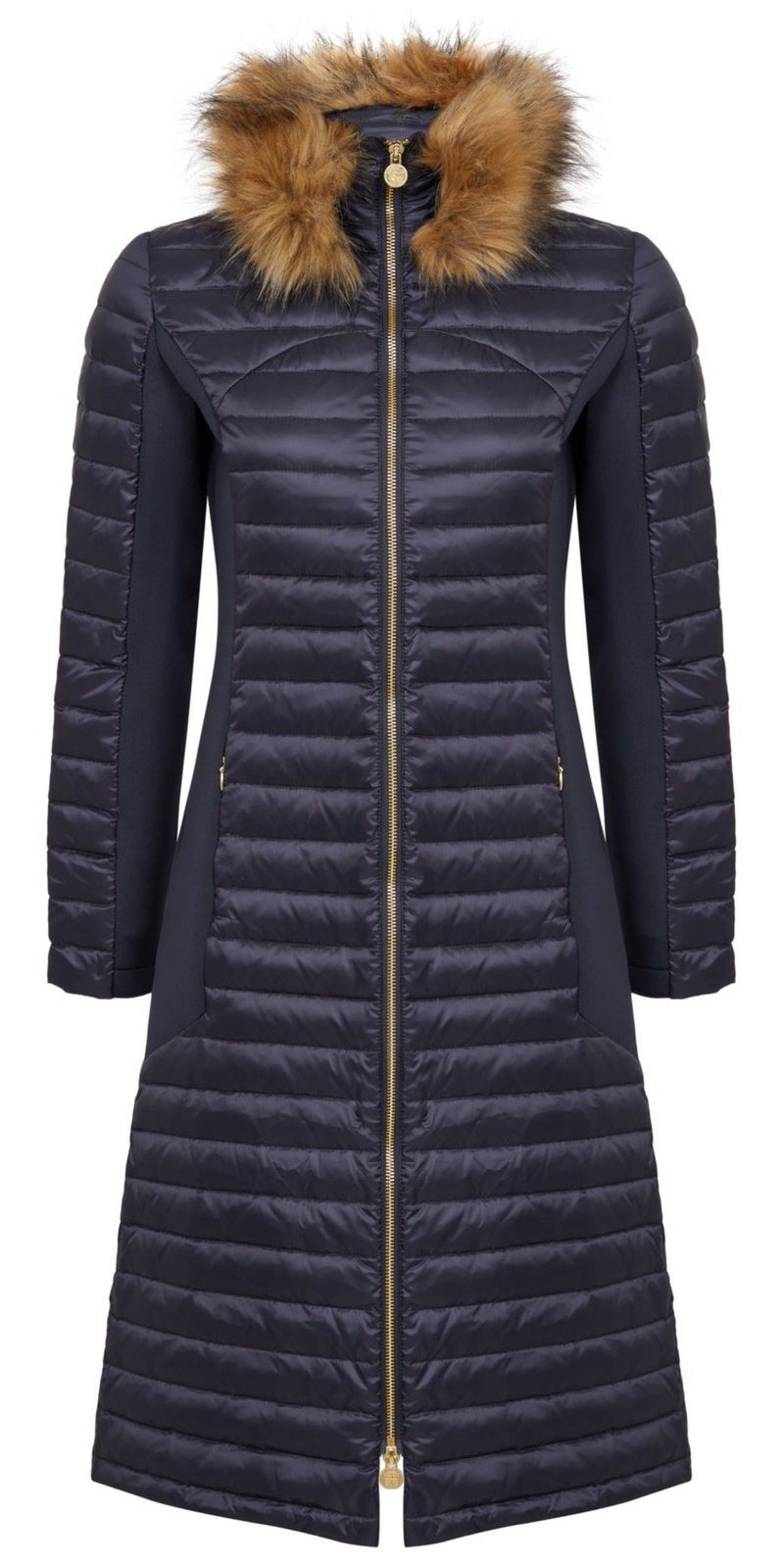 Puffer Coat Navy - Luxe Faux Fur Collar - 50% Off