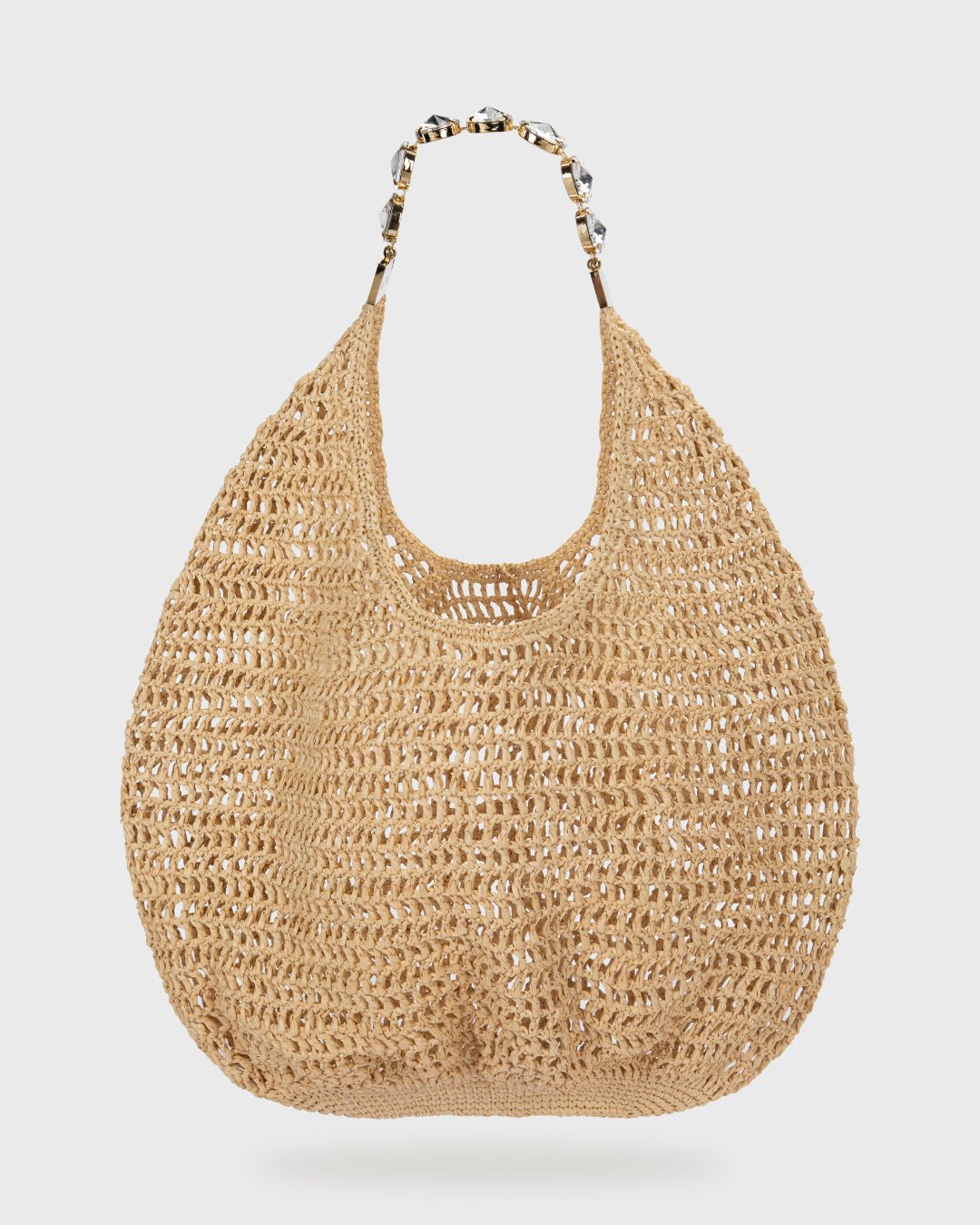 Large Beige Crochet Tote Bag