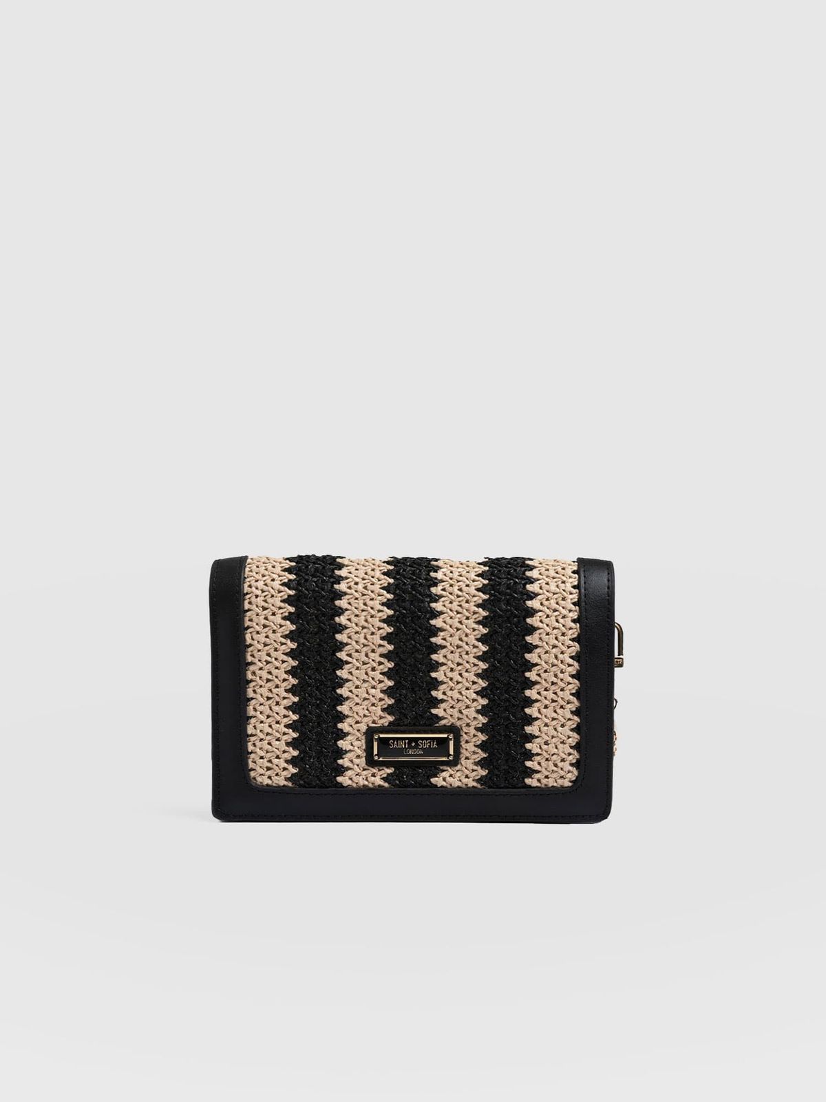 Primrose Wallet on Chain - Beige/Black Raffia