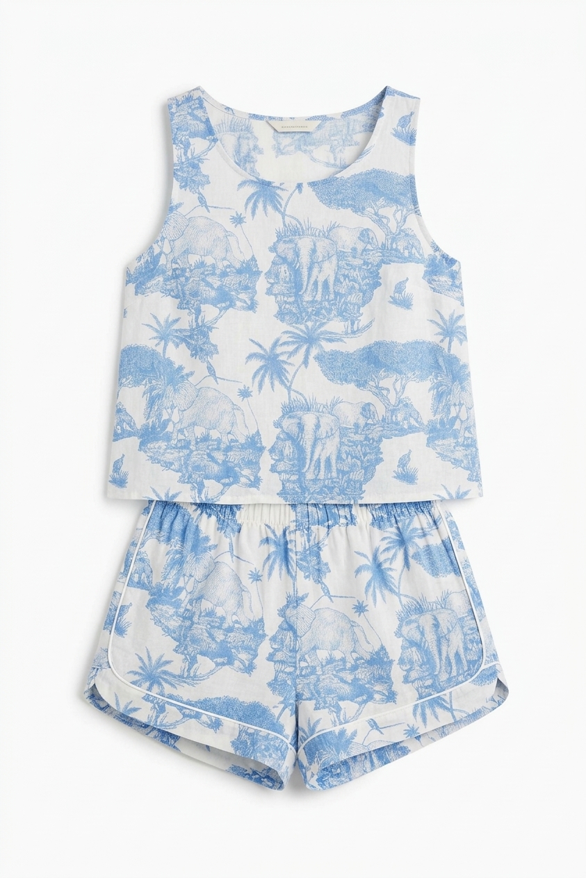 Pyjama Shorts Loxodonta Print Blue