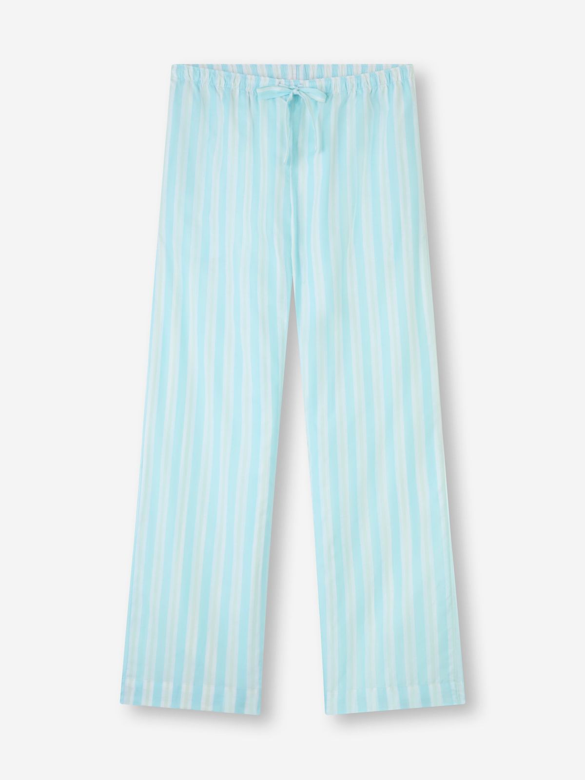Amalfi Cotton Batiste Lounge Trousers Aqua Blue Stripe