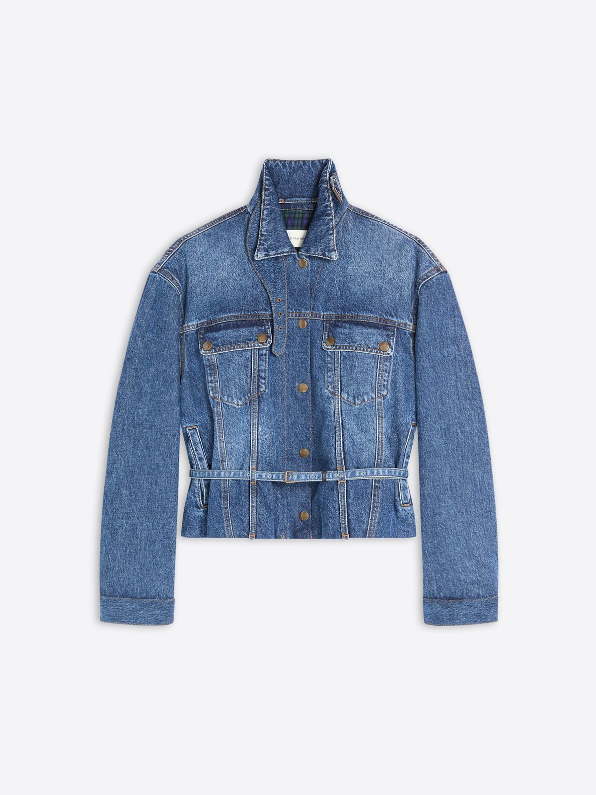 High collar denim jacket