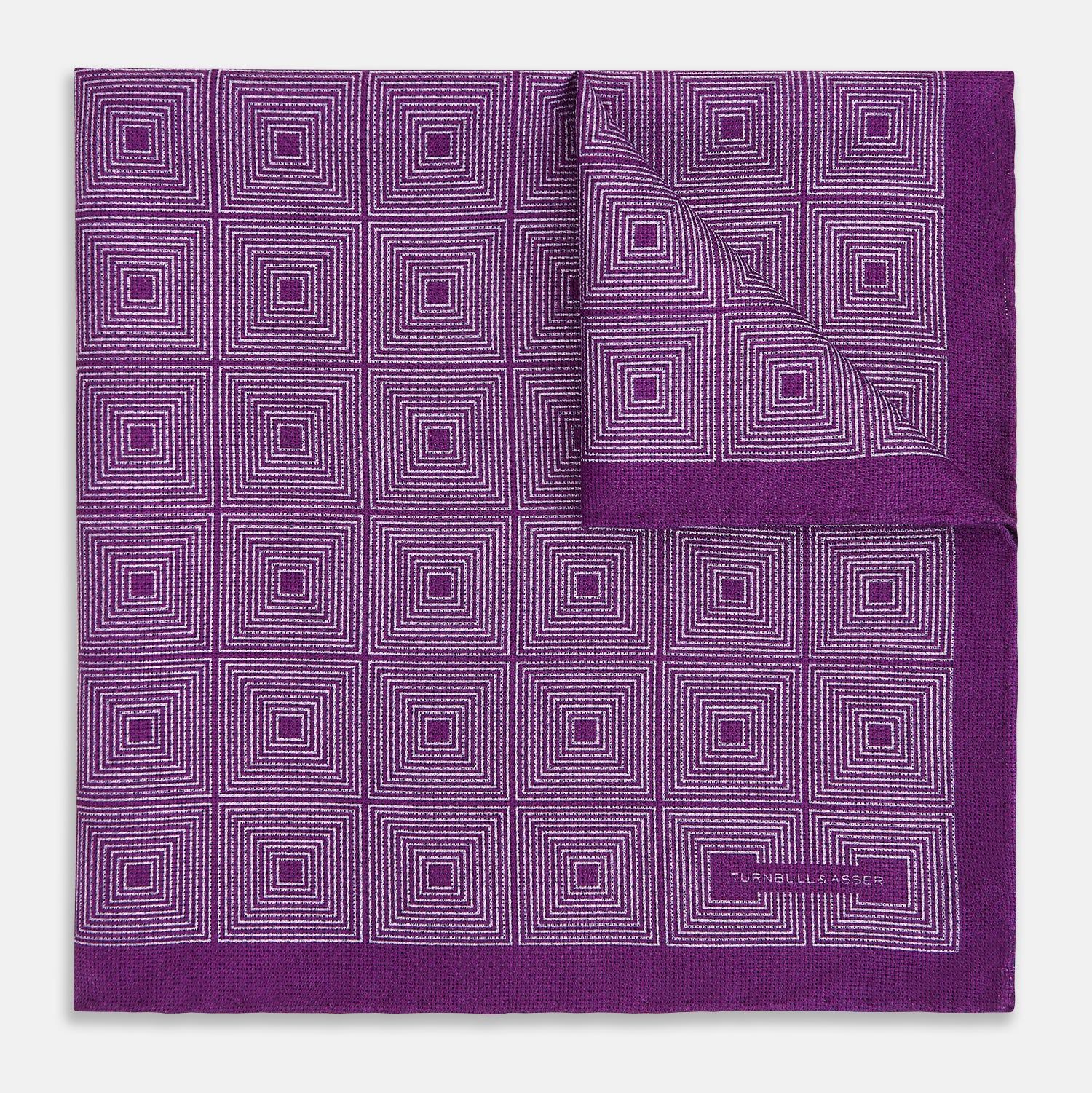Geometric Purple Tile Pocket Square in Silk
