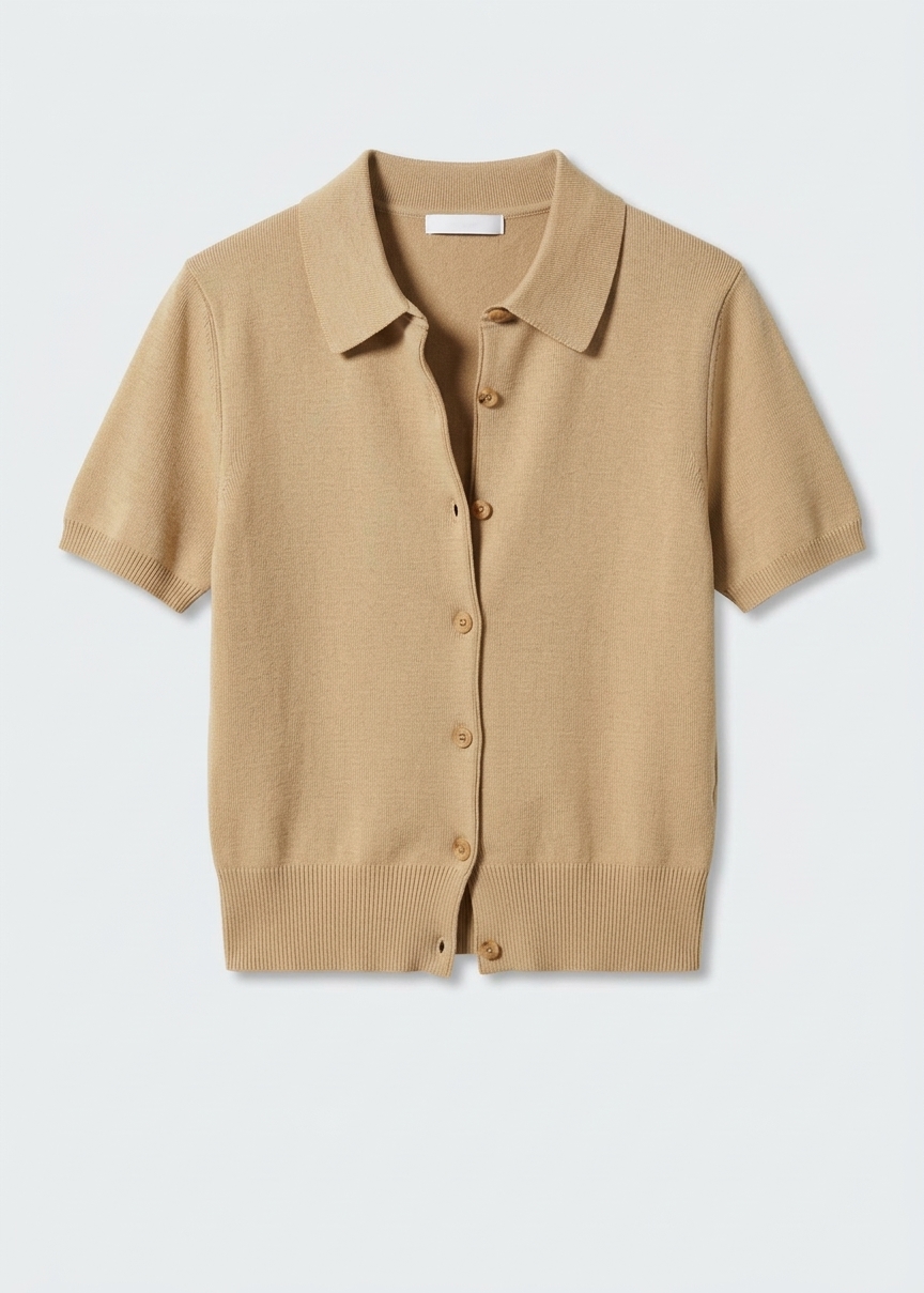 Amelot Knit Short Sleeve Cardigan - Beige