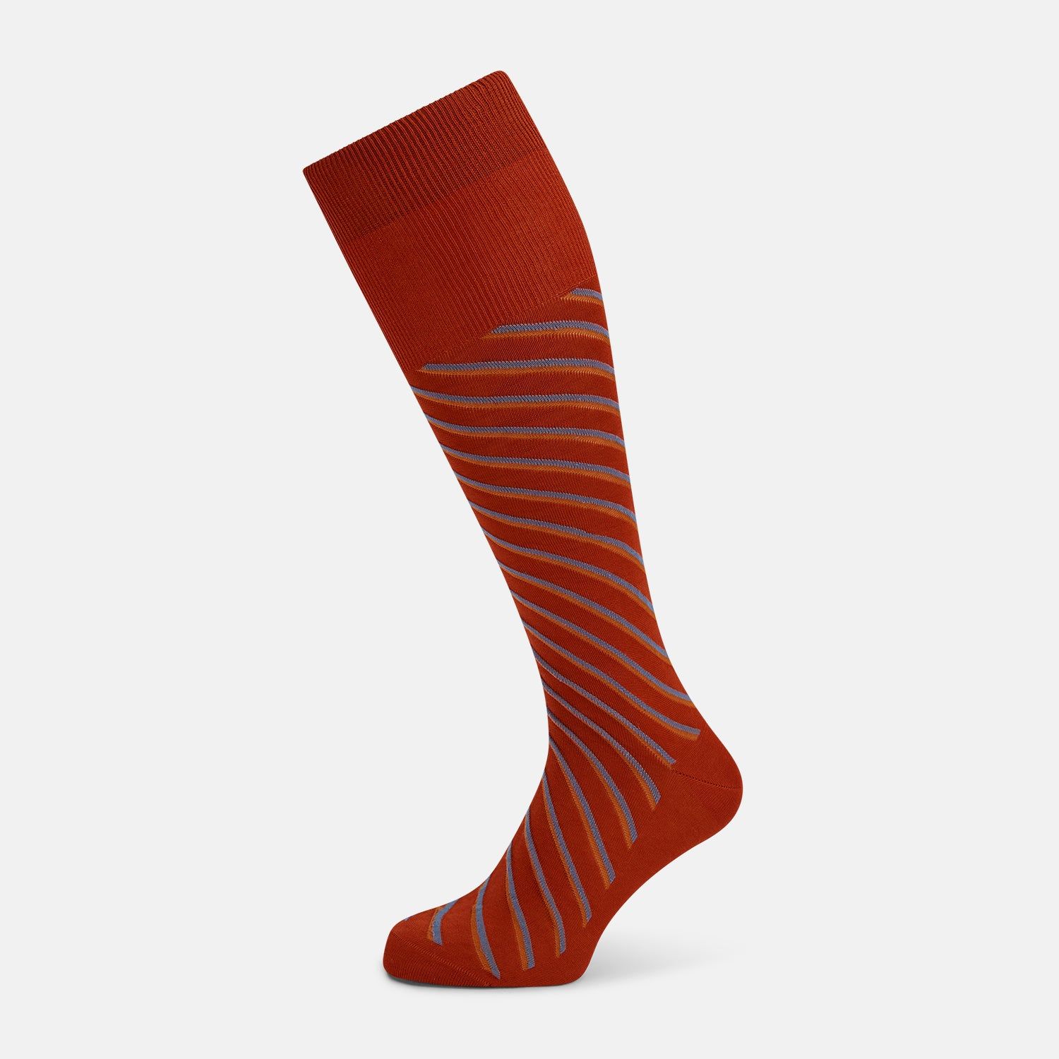 Rust/orange/blue Diagonal Striped Long Socks