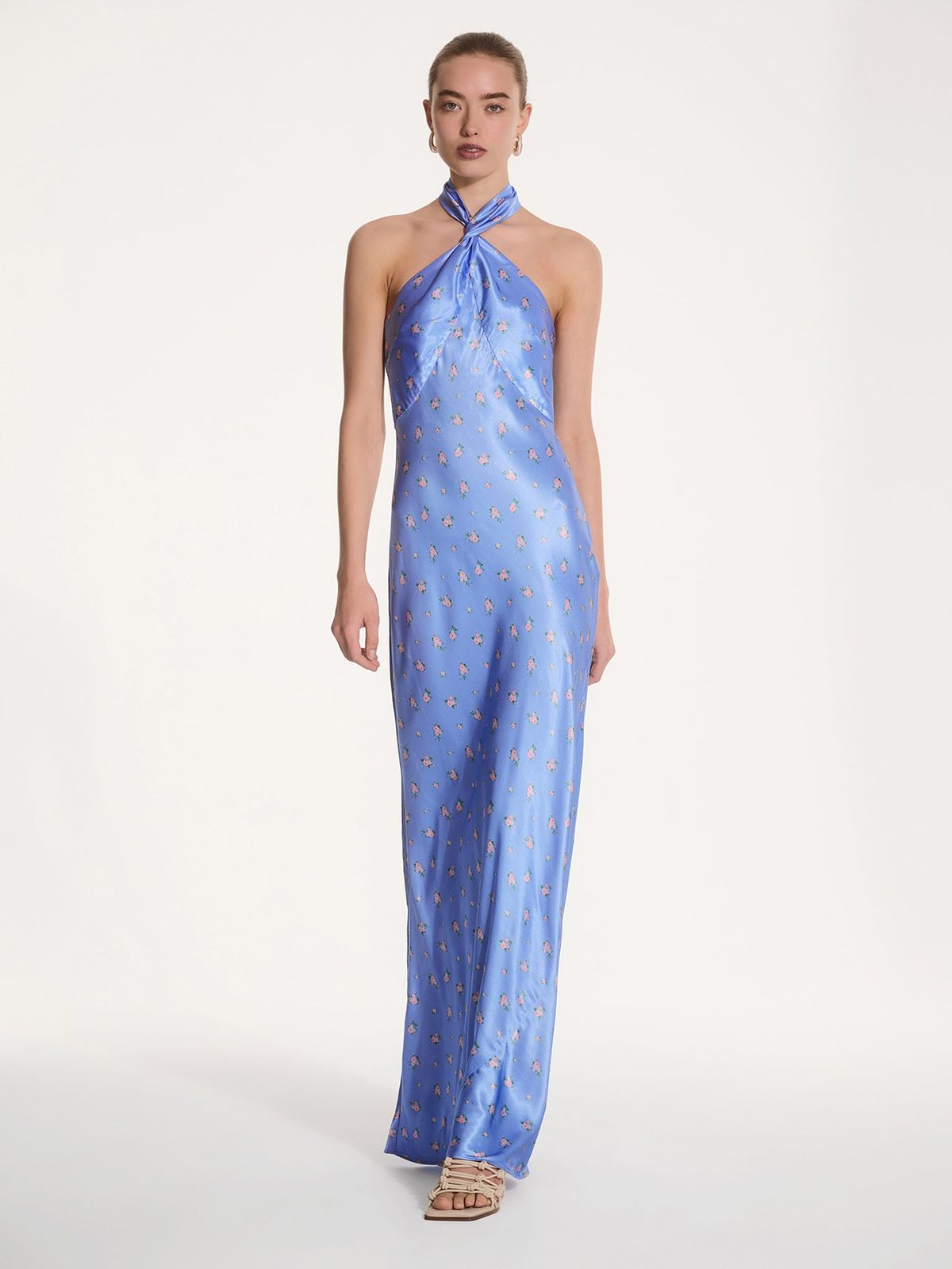 Arles Floral Dress in Light Blue