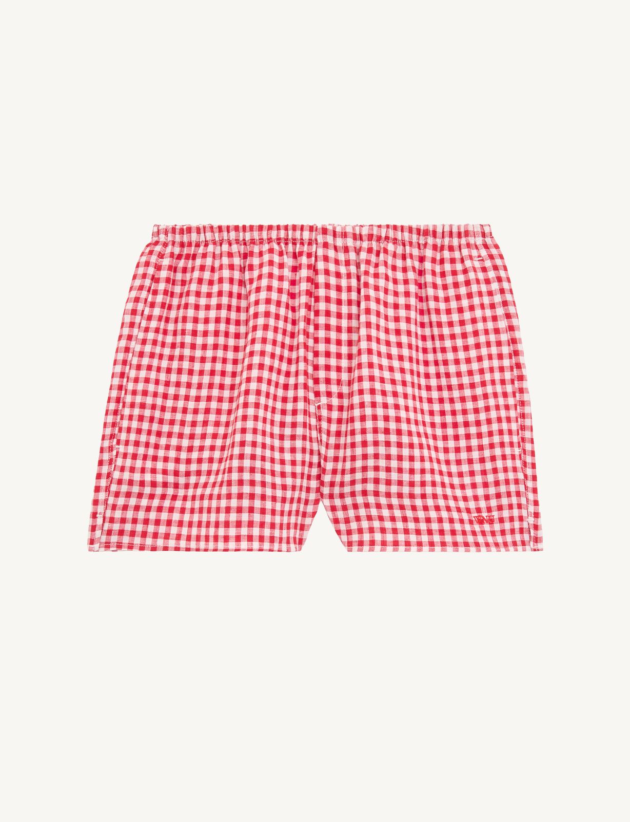 Court Short: Linen, Post Box Red Gingham