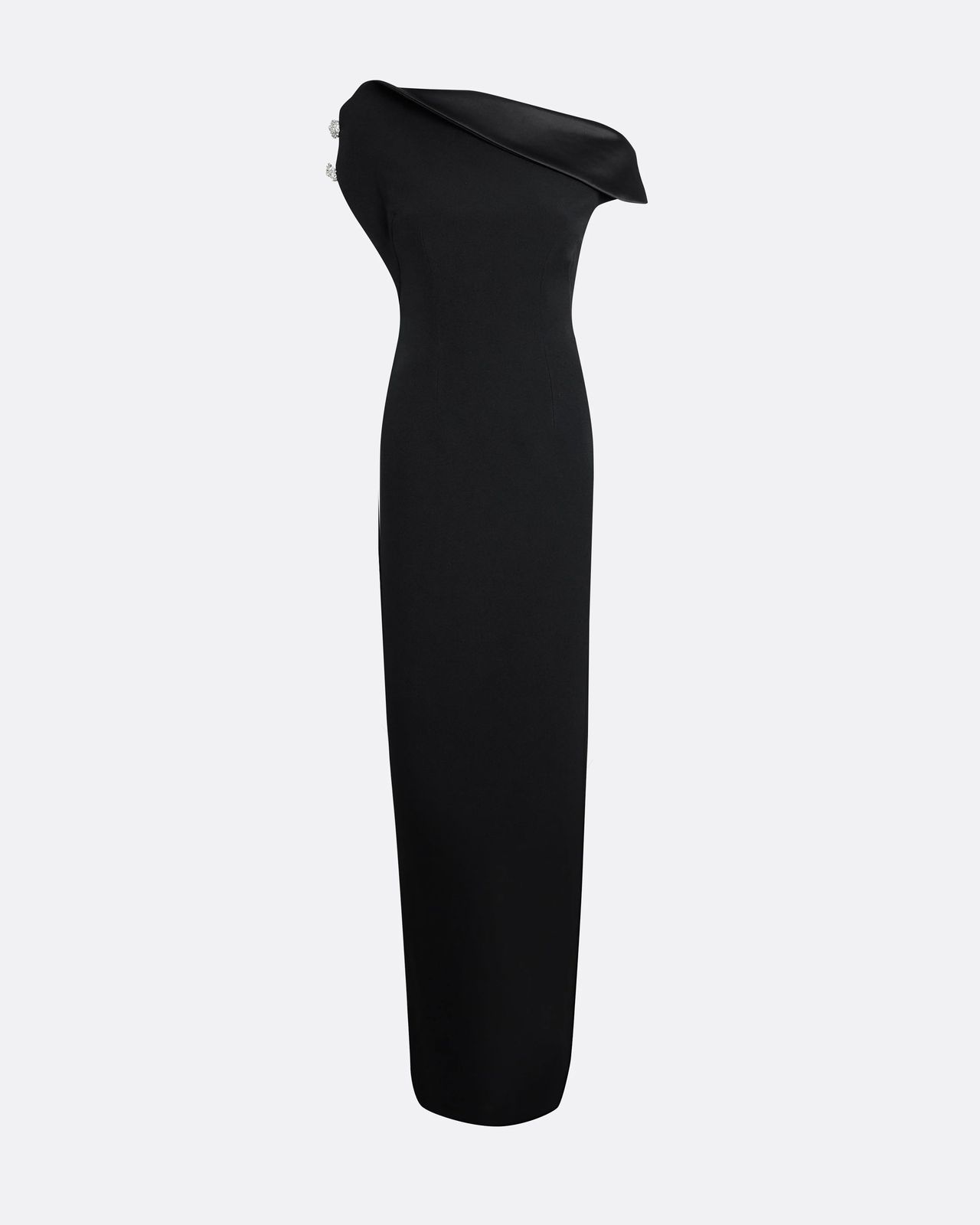 Relena Long Dress In Black With Crystal