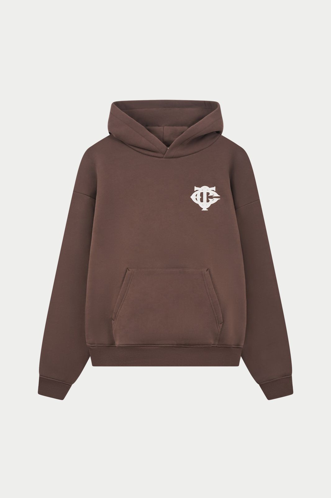 HEAVYWEIGHT MONOGRAM APPLIQUE EMBLEM HOODIE - BROWN