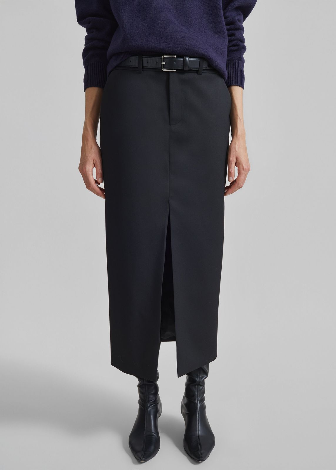 Maybelle Front Slit Pencil Skirt - Black