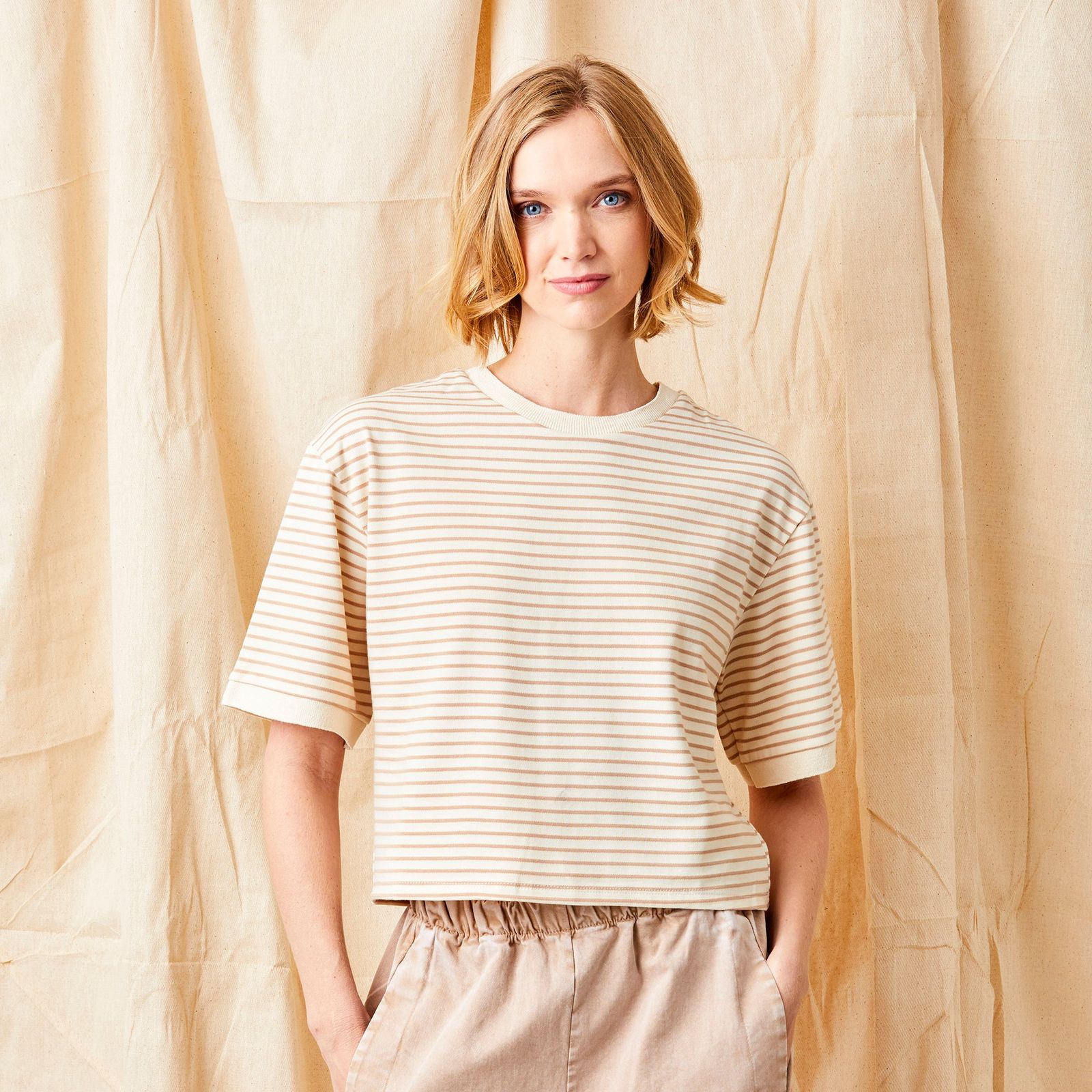 Golda Short Stripe Jersey Tee