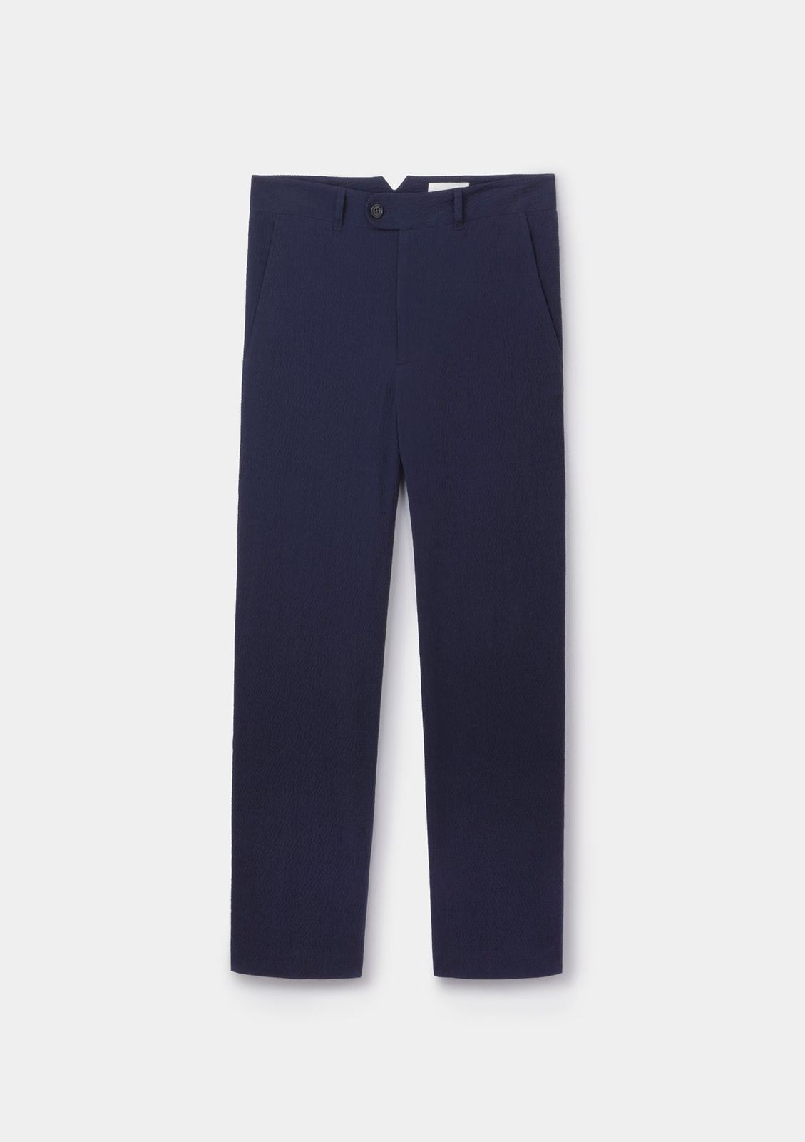 Dark Navy Seersucker Casual Trousers
