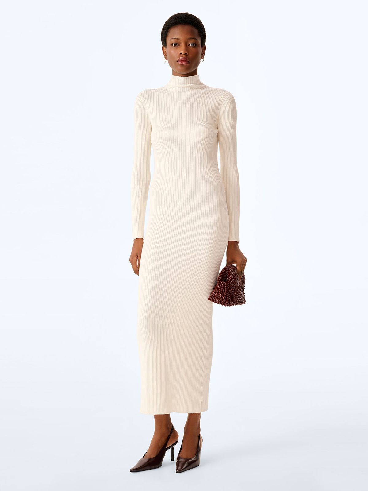 Albie Rib Knit Dress in Cream