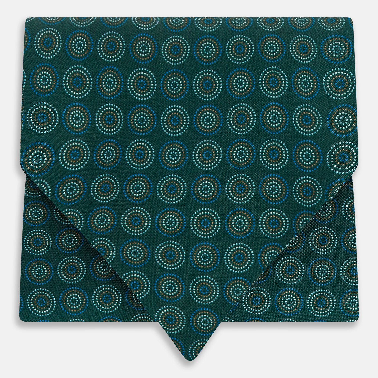 Forest Green Dotted Roundel Printed Silk Cravat