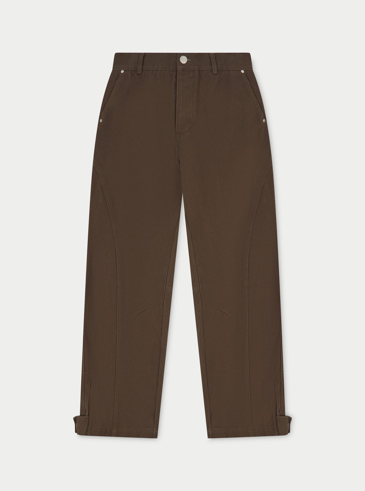 WOVEN CANVAS DISTRESSED TROUSER - BROWN