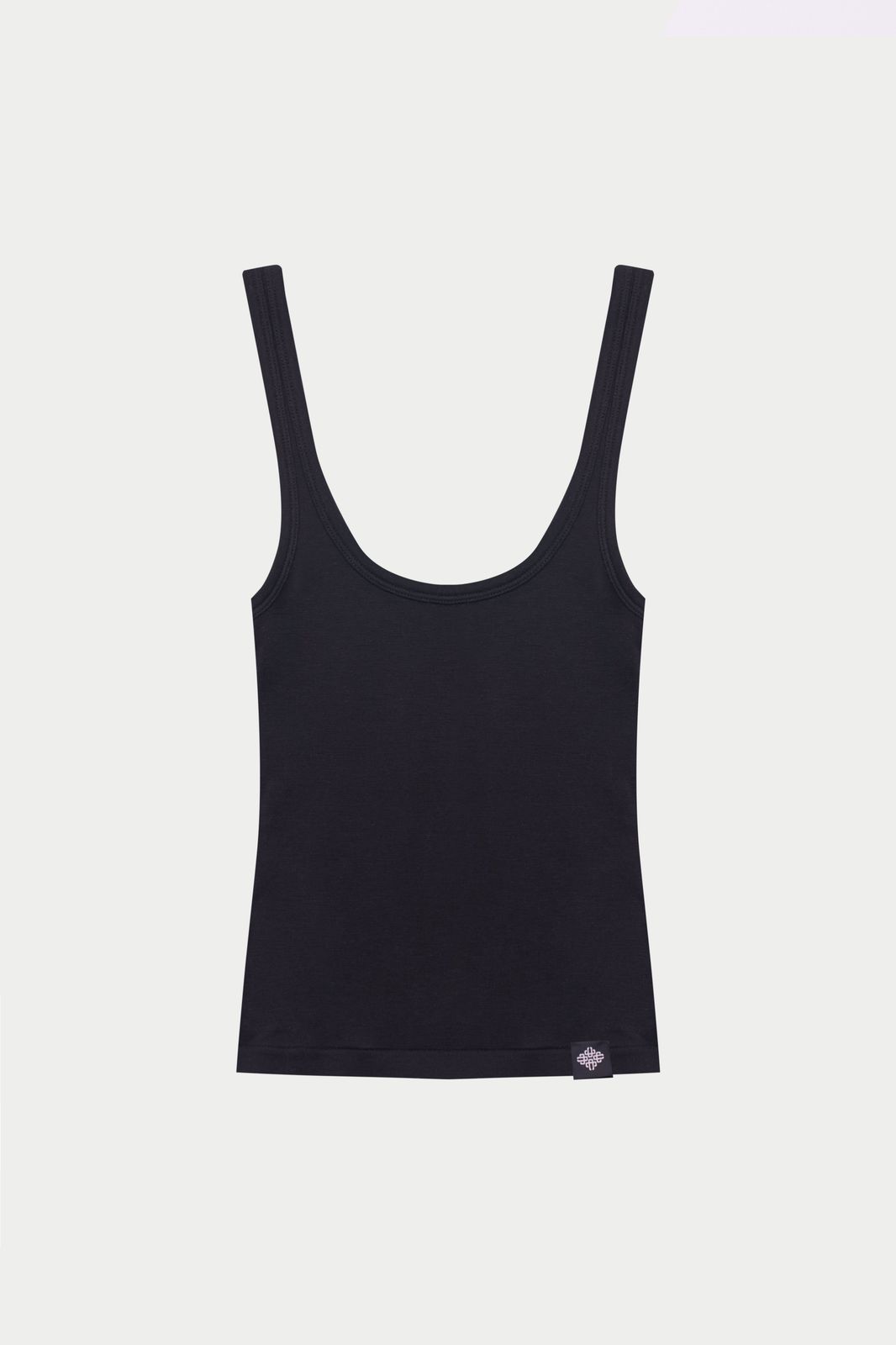 SLUB EMBLEM LABEL VEST TOP - BLACK