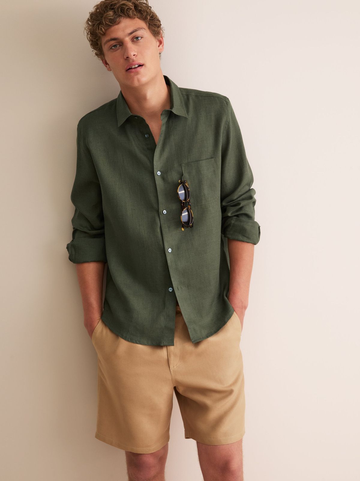 Monaco Linen Shirt Khaki