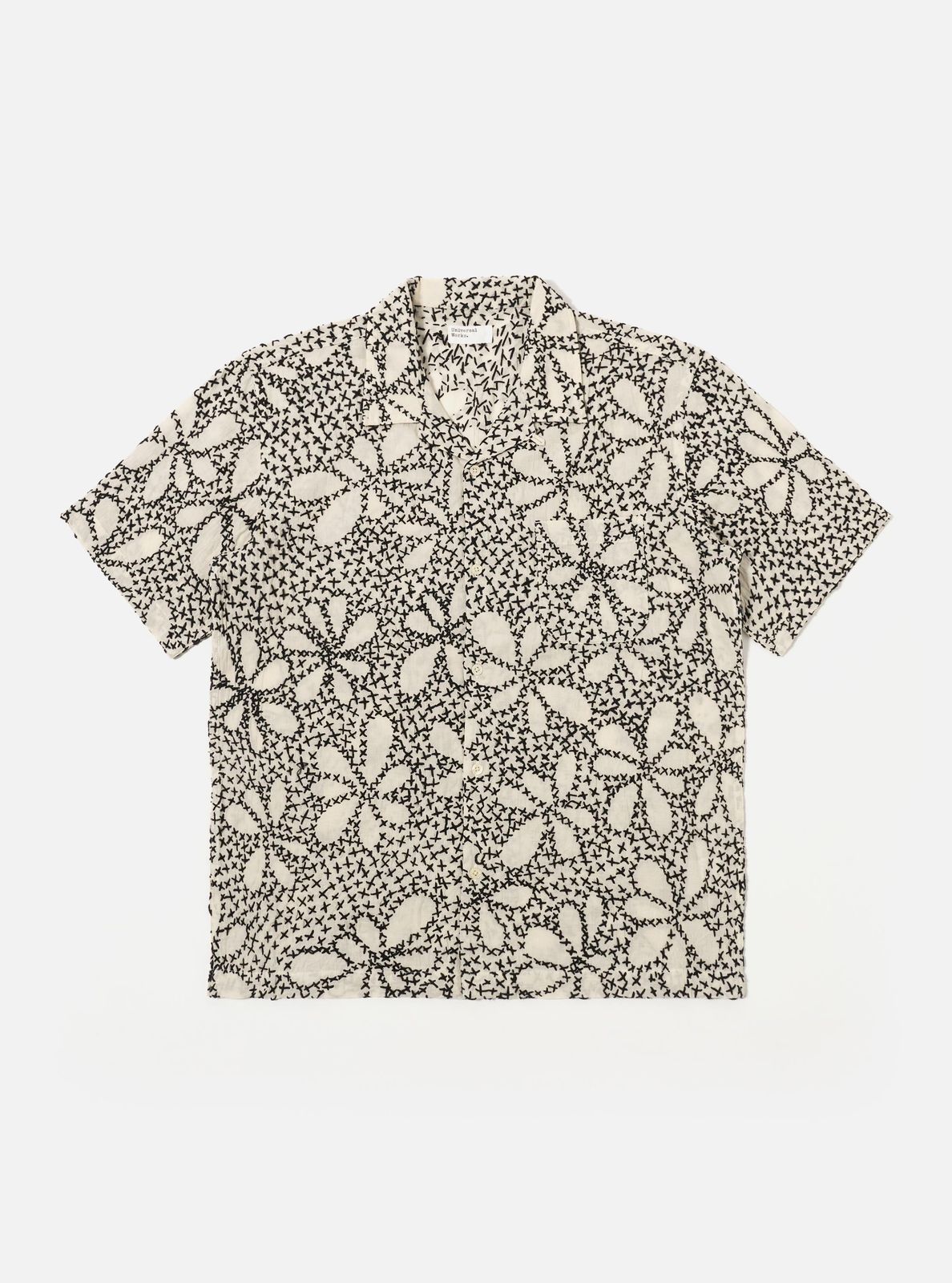 Ecru/Black Kantha Flower Road Shirt
