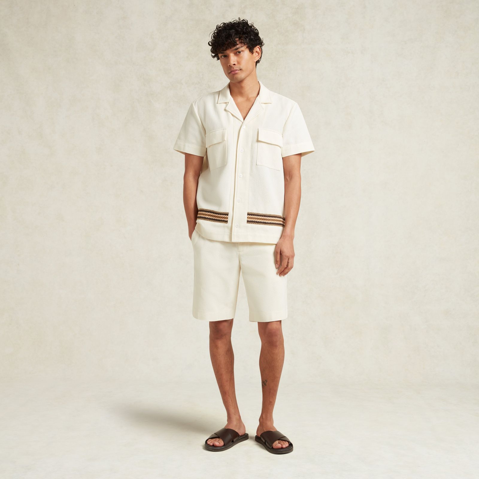 VIREO PORTUGUESE WAFFLE COTTON SHIRT - IVORY