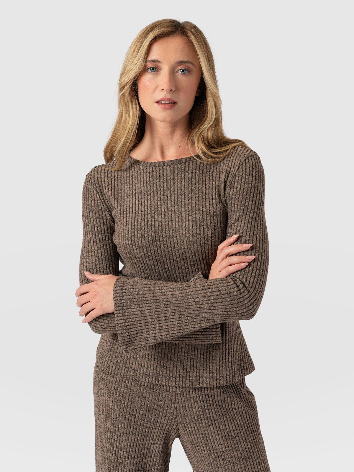 Callie Fluted Tee - Beige