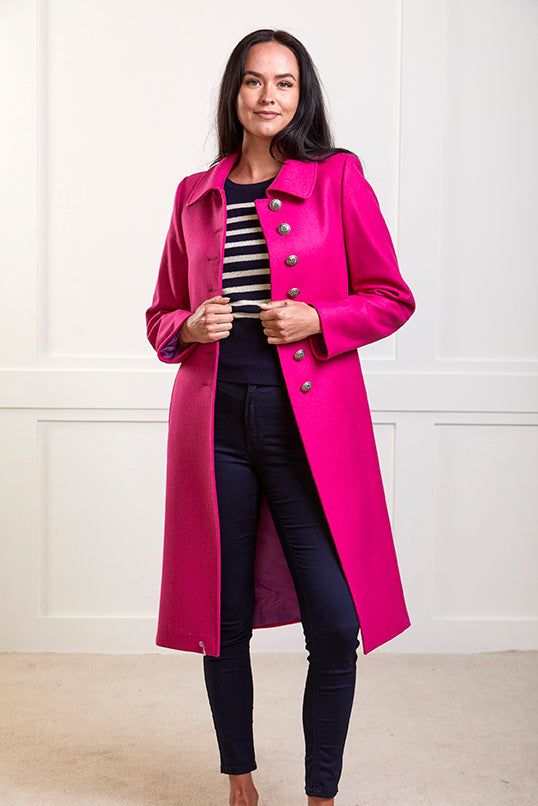 Brompton Pure British Wool Coat - Pink