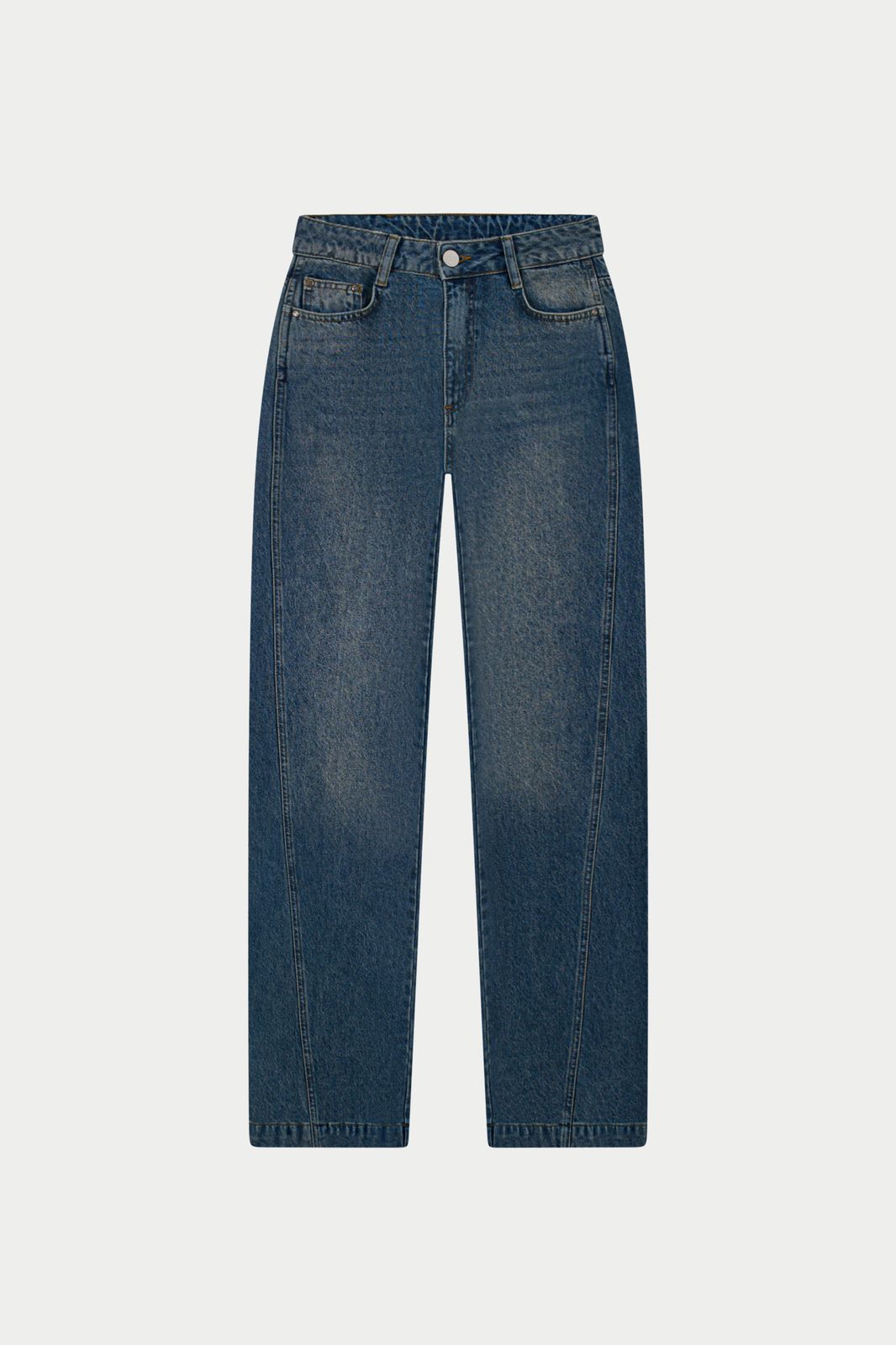 RELAXED STRAIGHT LEG JEANS - MID BLUE WASH