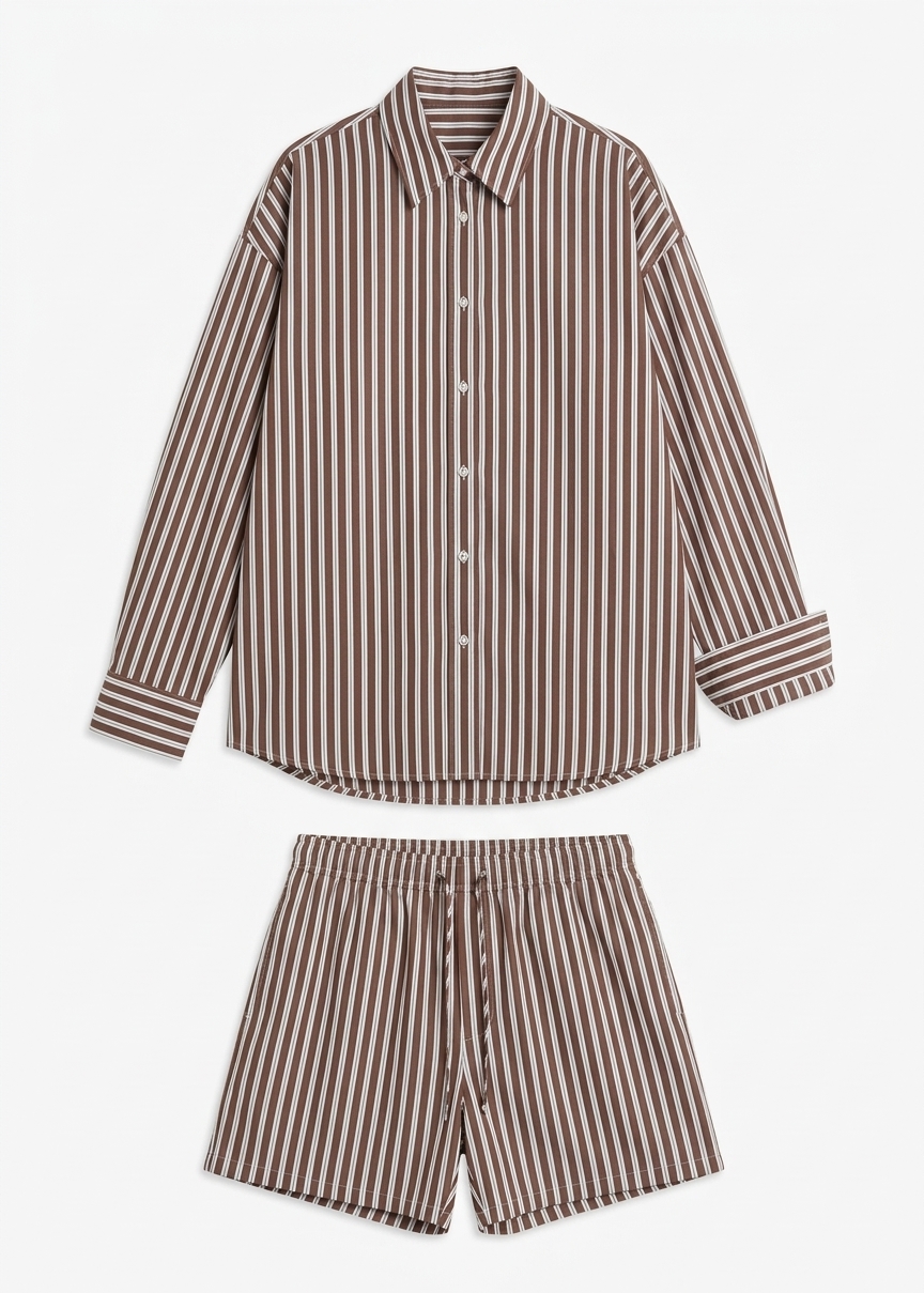 Toscane Boxer Shorts - Brown/white Stripe