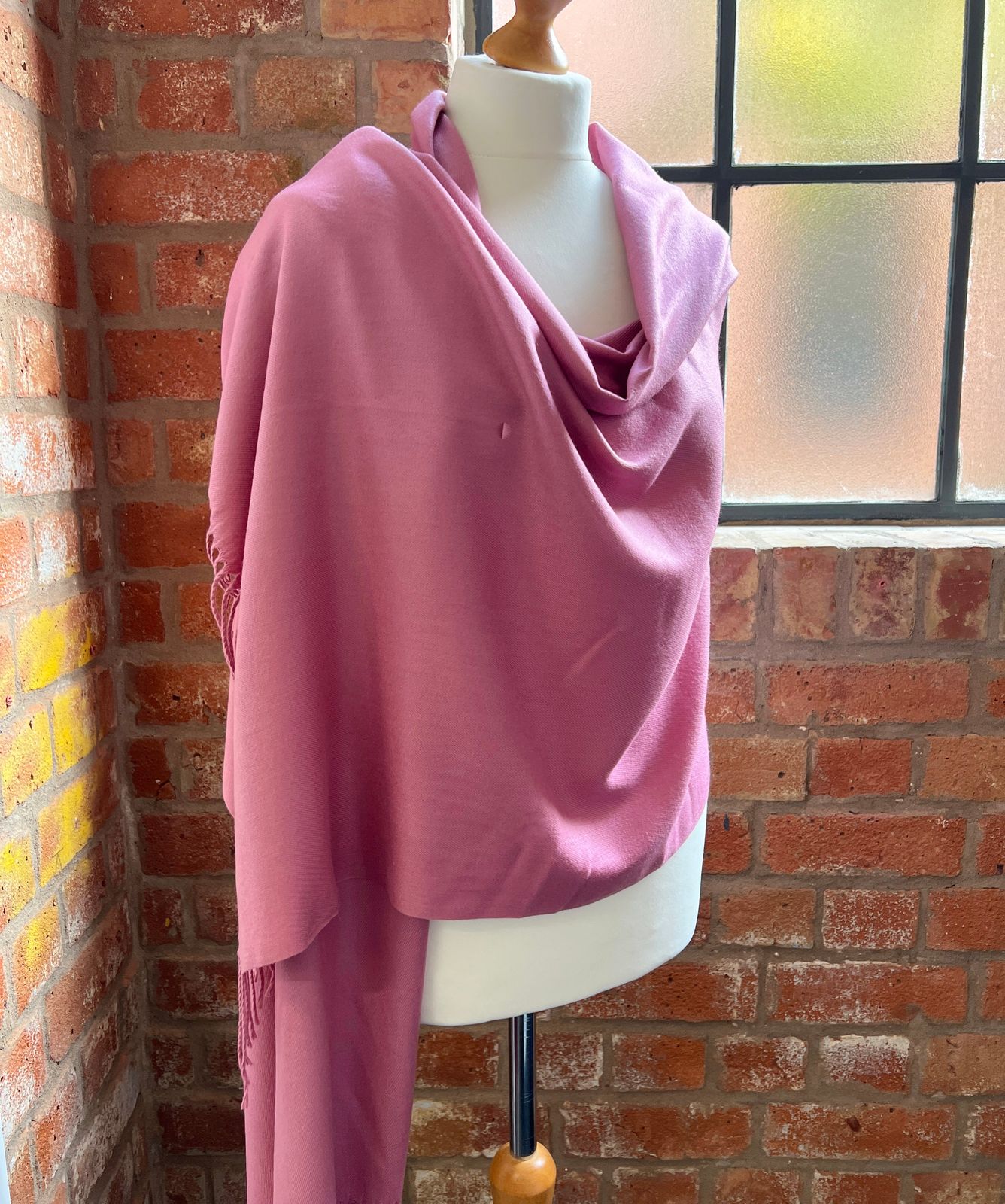 Rose Pink Wrap, Soft Large Shawl With Tassels, Evening And Occasion Wear