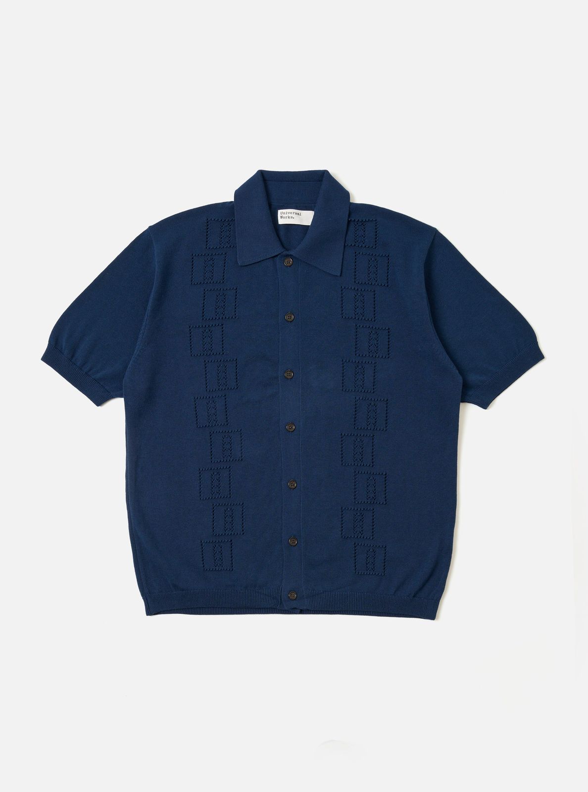 Dark Navy Cotton Lace Knit Jonny Knit Shirt
