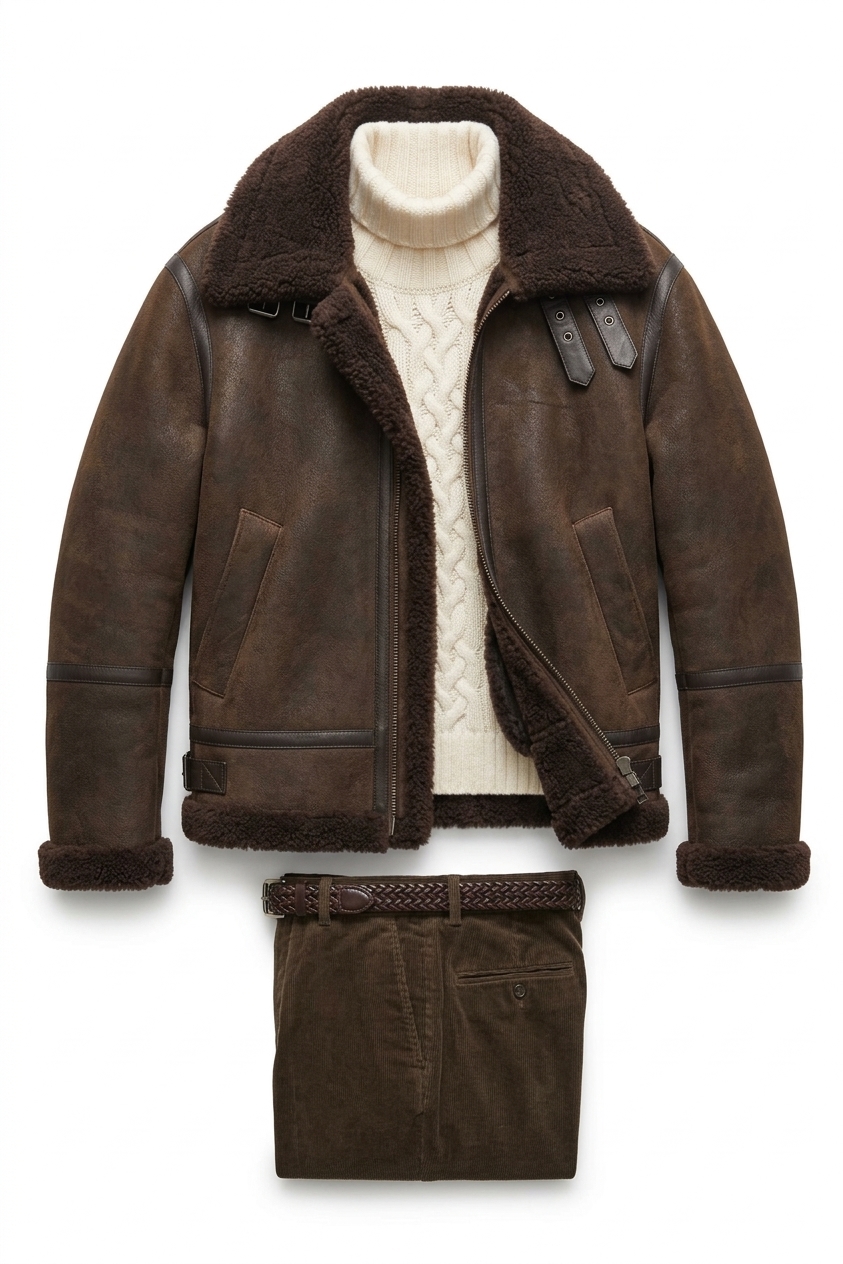 Shearling Jacket - Black Brown