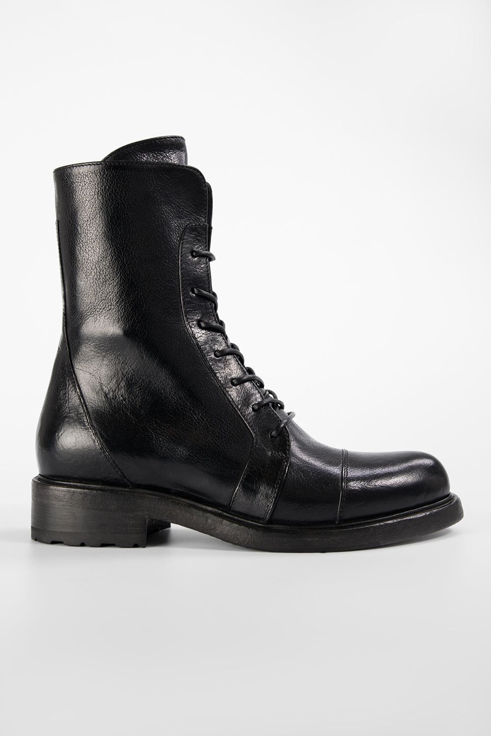 AVERY jet-black lace up boots.