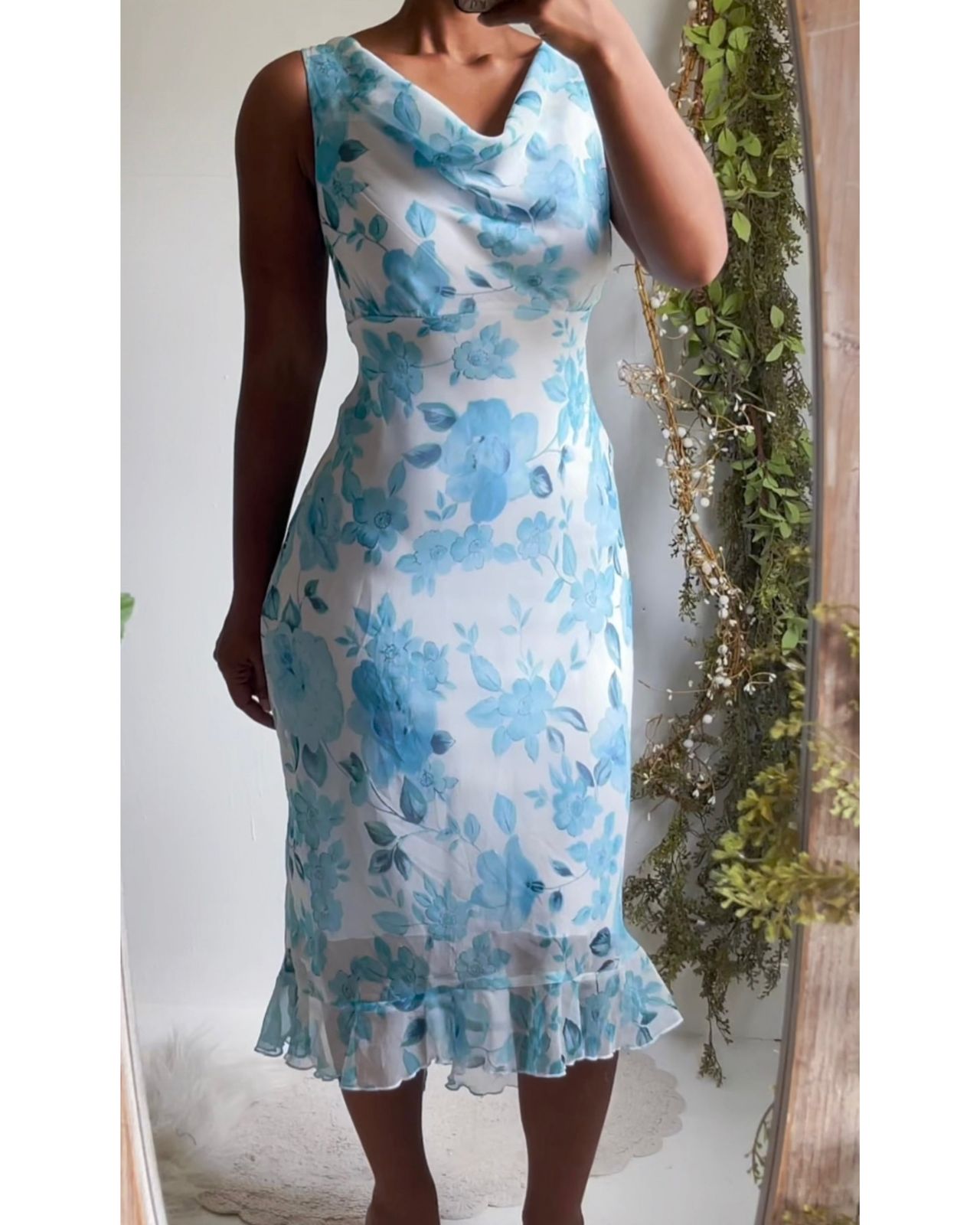 Y2K Floral Cowl Neck Sundress