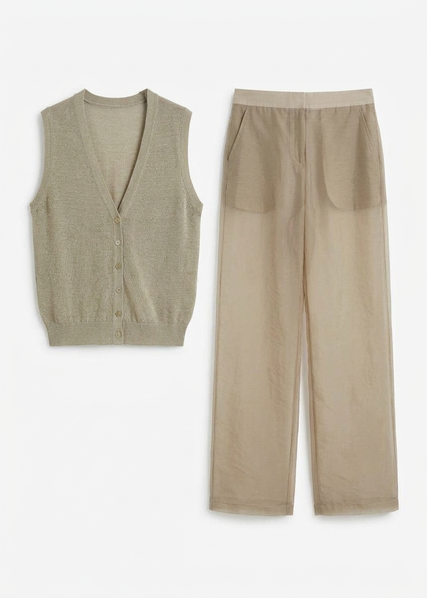 Abra Sheer Trousers - Beige