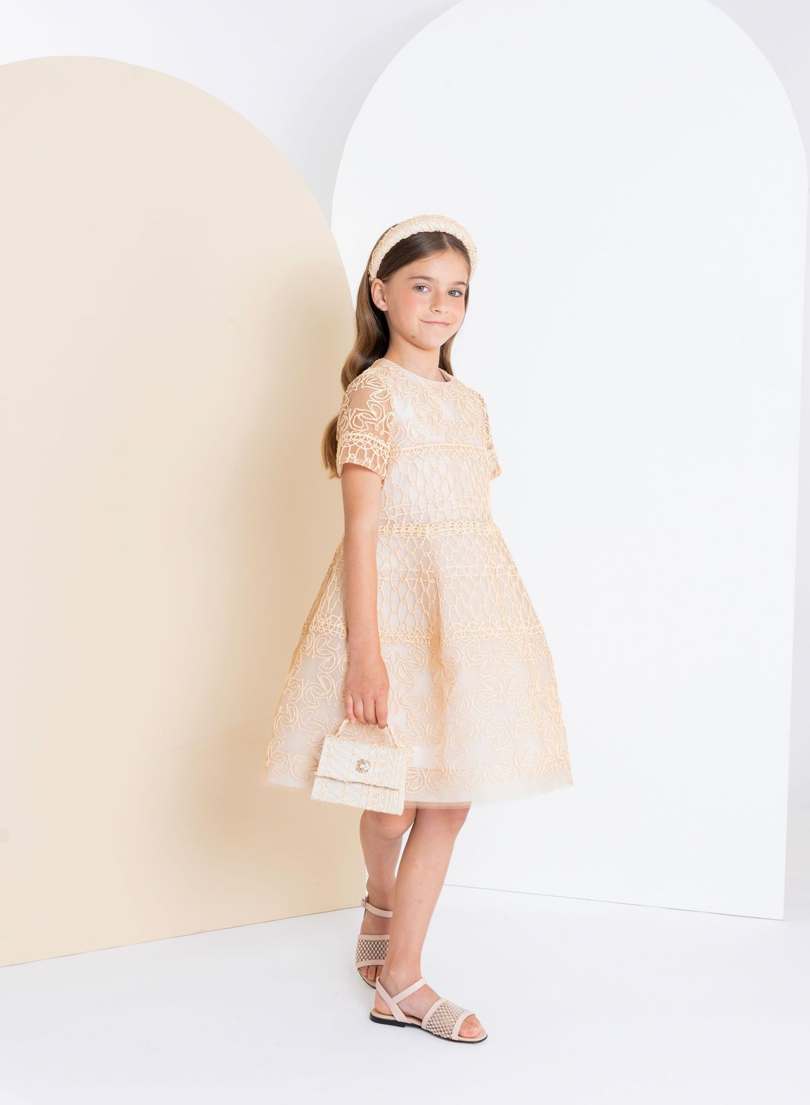 Macramé Raffia Tulle Dress
