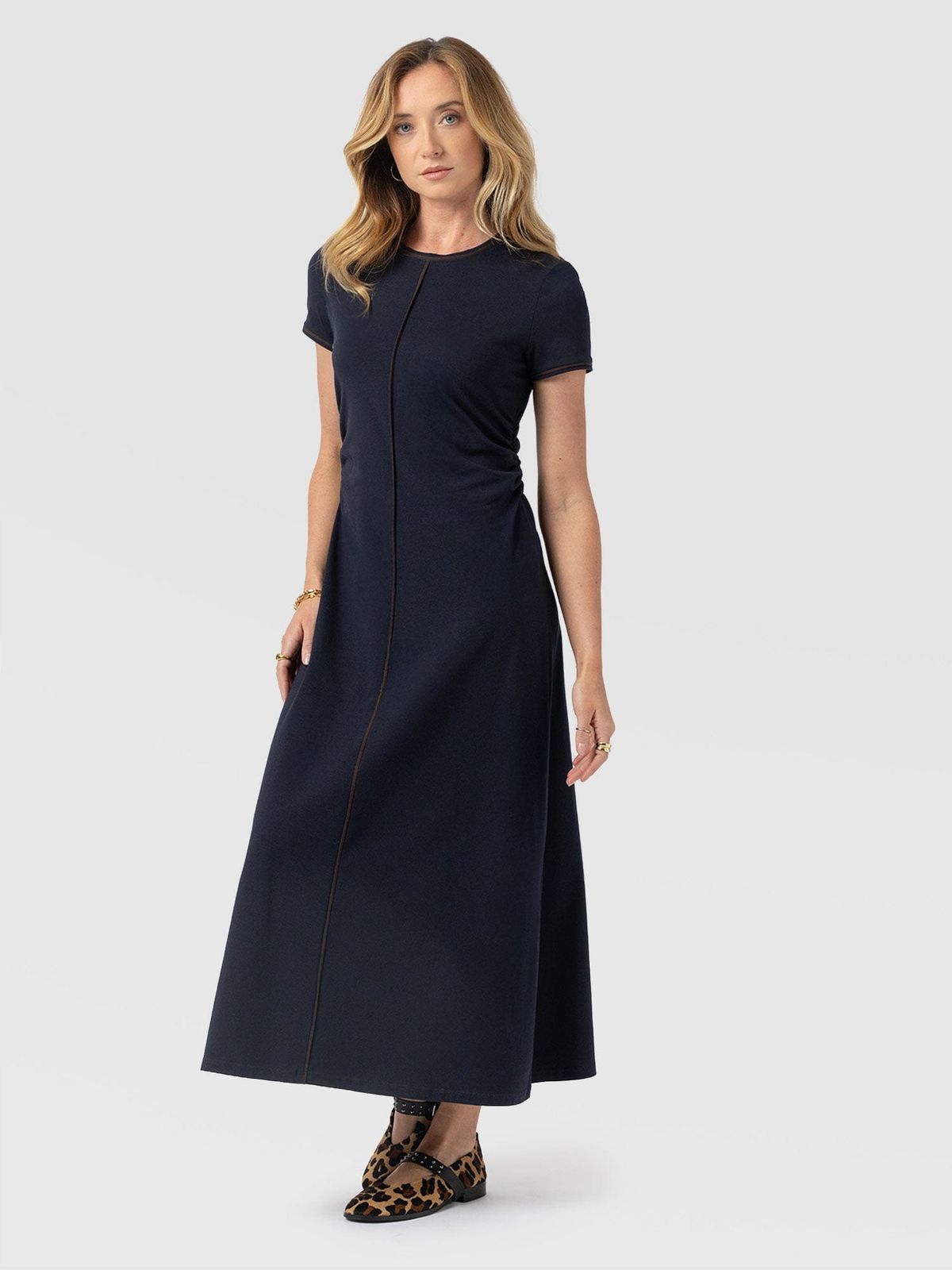 Ellen Piping Dress - Navy