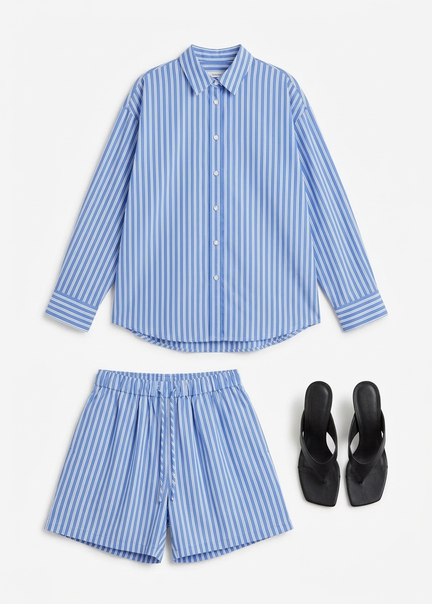 Toscane Boxer Shorts - Blue/white Stripe