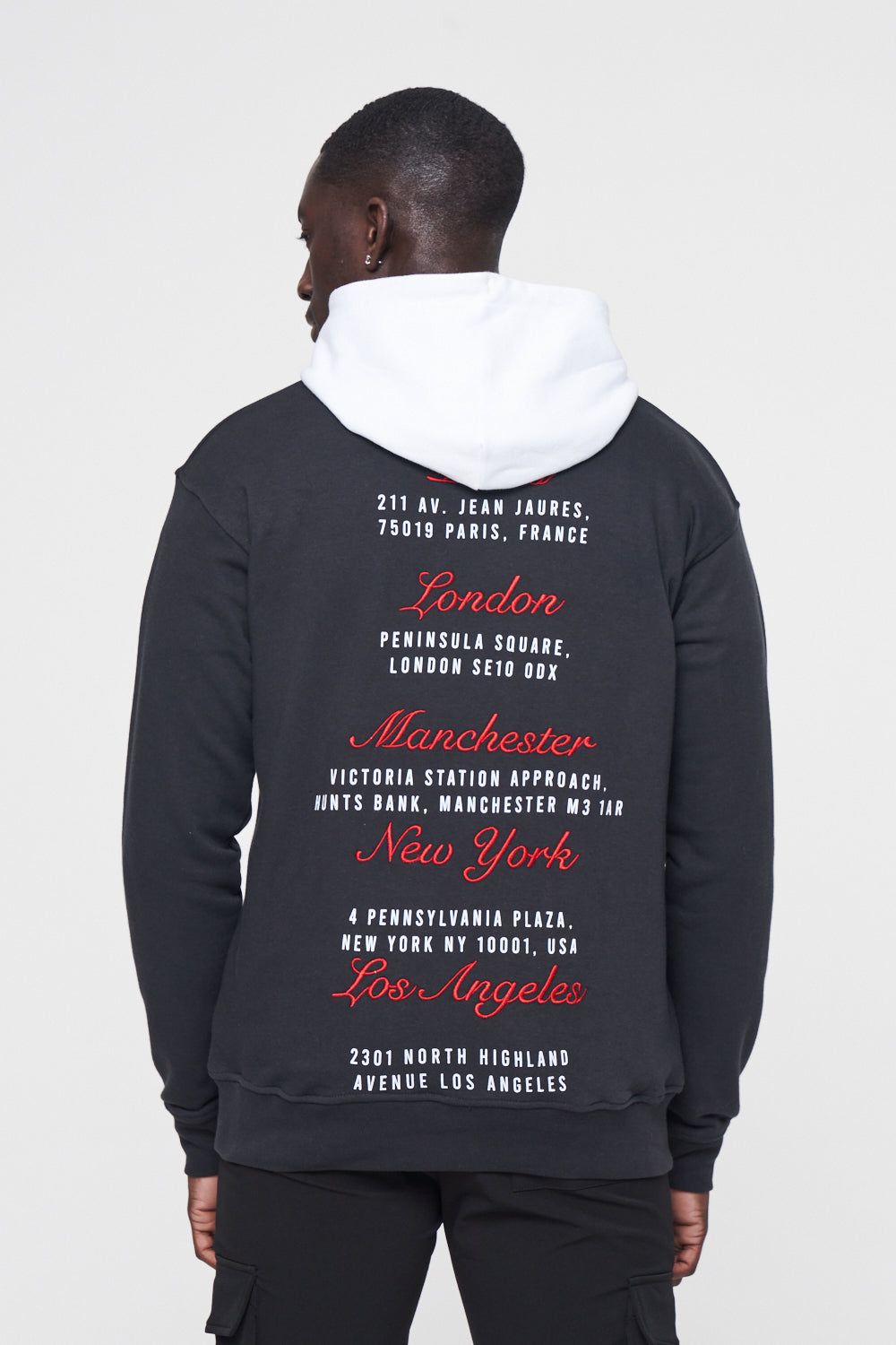CONTRAST HOOD TOUR HOODIE - BLACK