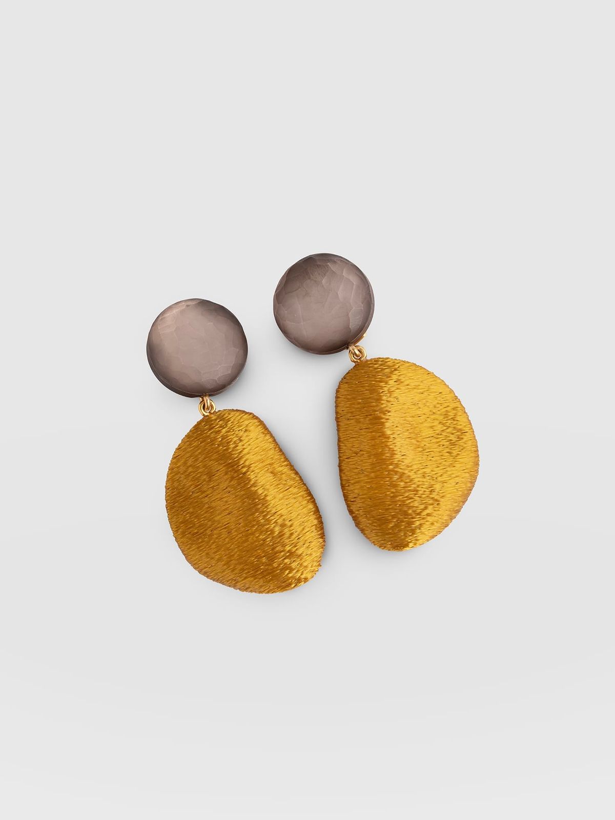 Hammered Drop Earrings - Mustard