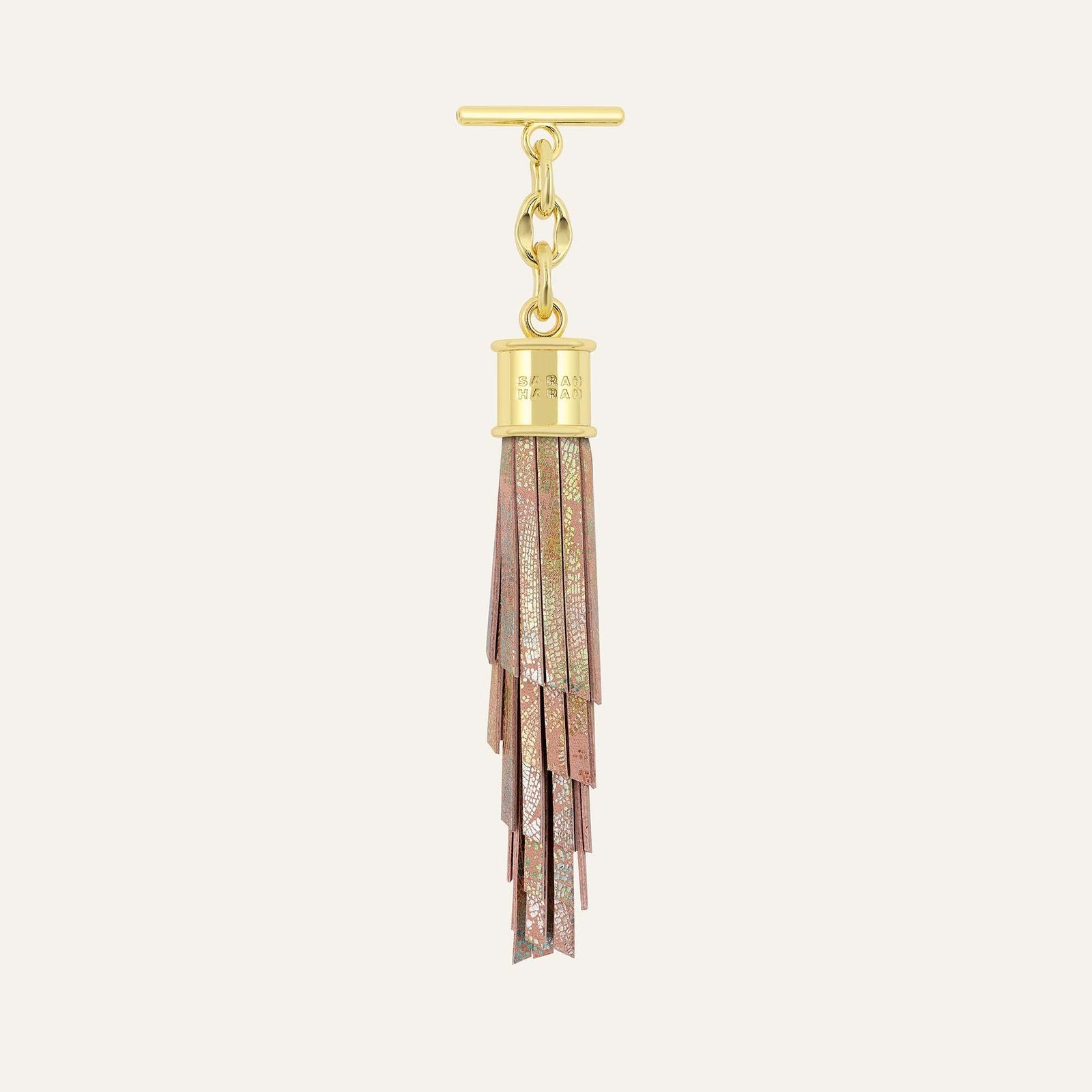 Feather Capsule Tassel Mini | Peach Strokes with Gold hardware