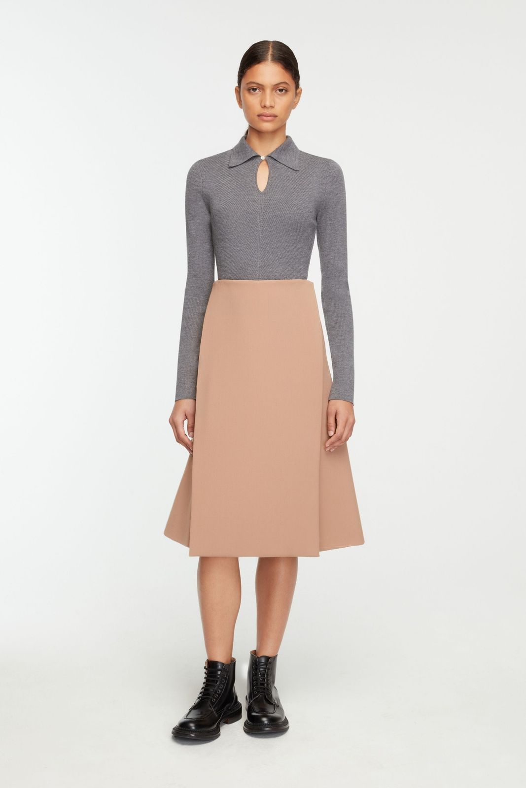 Ifsa Skirt In Camel Birdseye Suiting