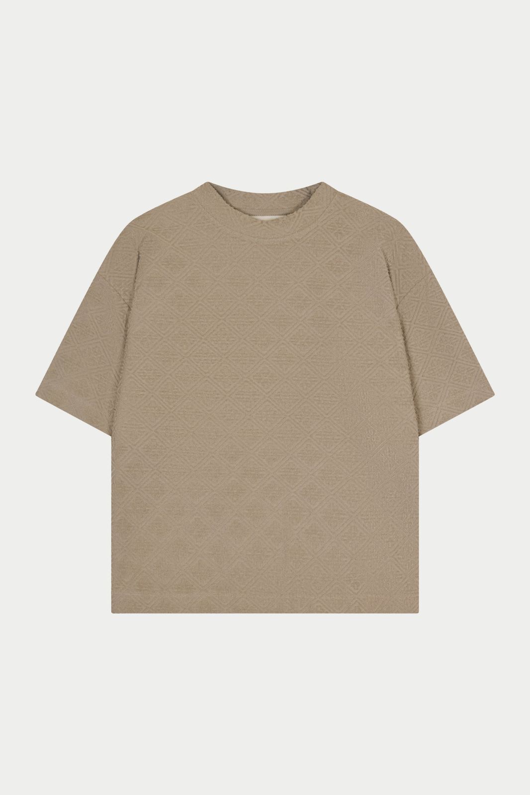 TOWELLING JACQUARD EMBLEM T-SHIRT - MUSHROOM