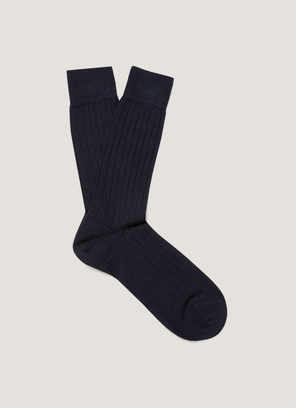 Men's Merino Wool Ribbed Socks in Navy