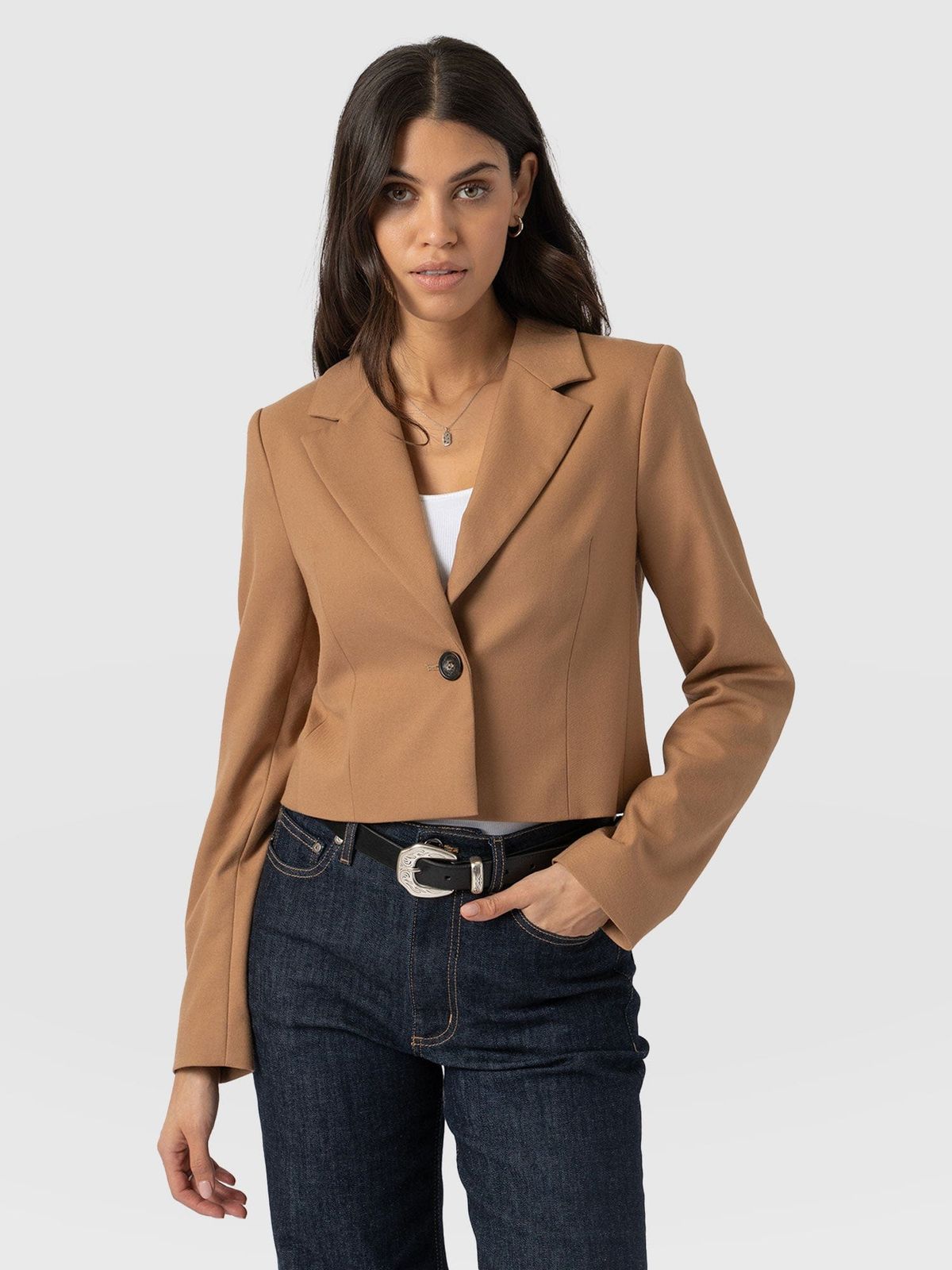 Astrid Cropped Blazer - Camel