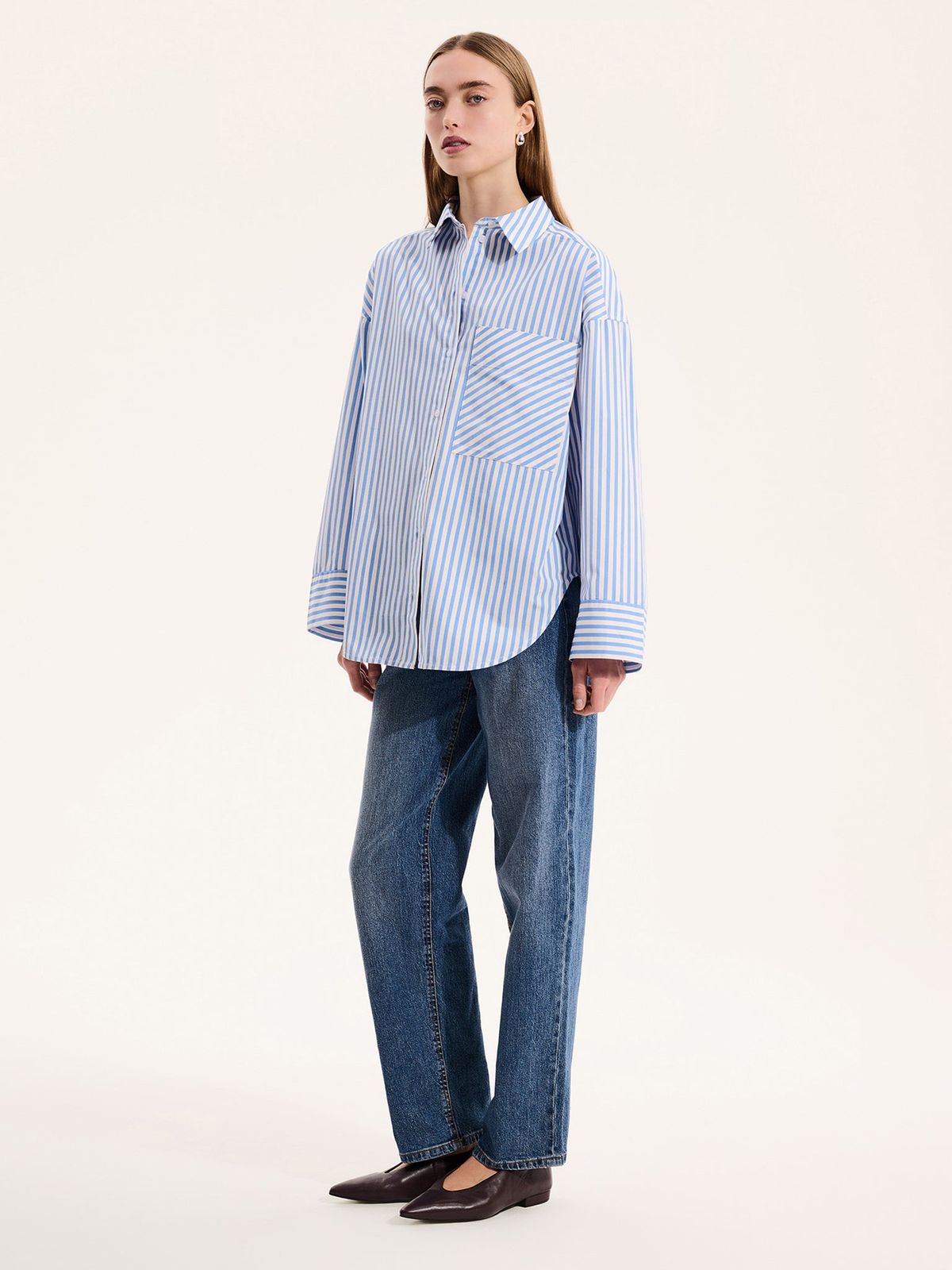 Kenda Stripe Shirt in Blue and White