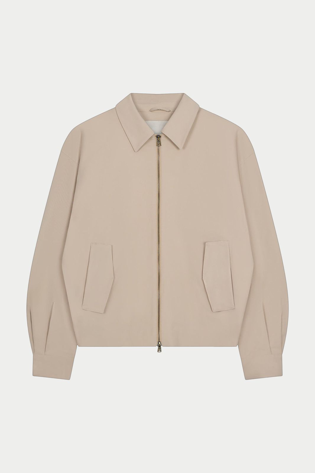 RUCHED HARRINGTON JACKET - BEIGE