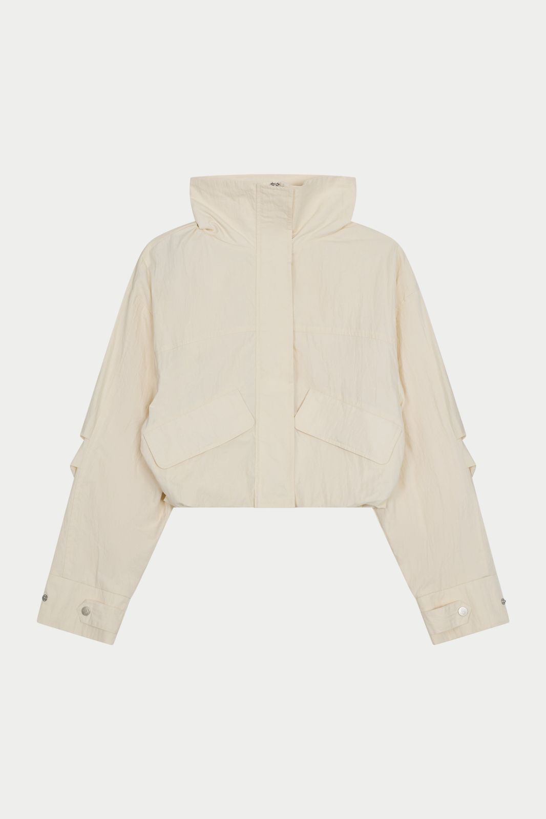 FUNNEL NECK SHELL JACKET - ECRU