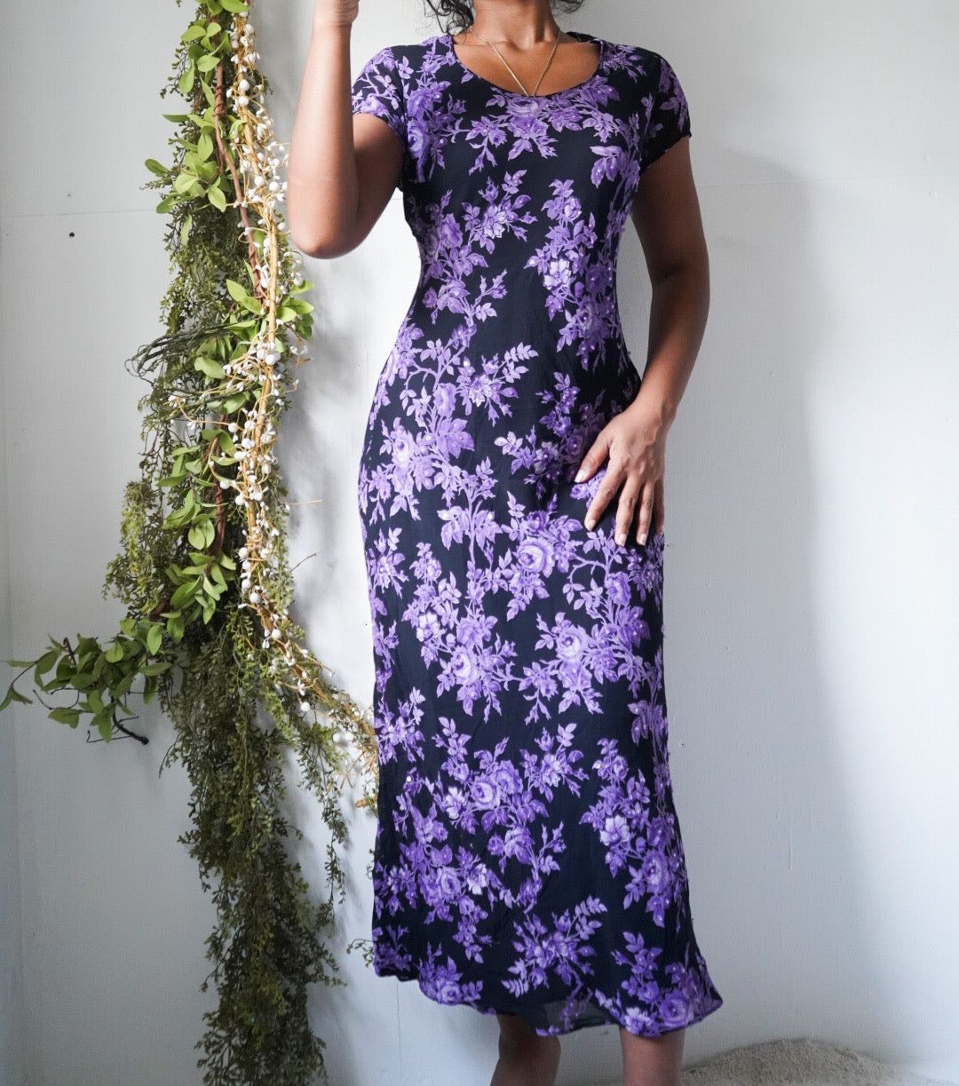 Vintage 90’s Purple Floral Staple Dress