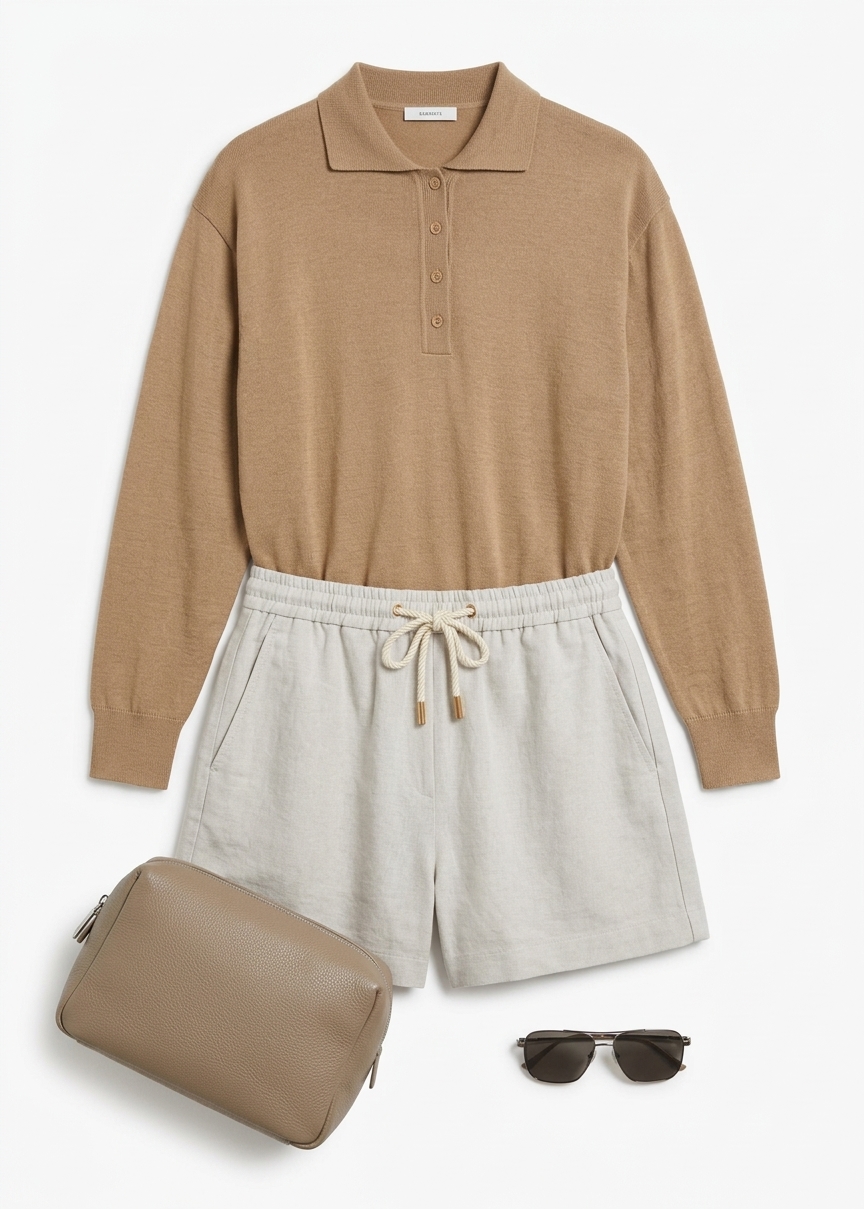 Pierno Cotton Shorts - Beige