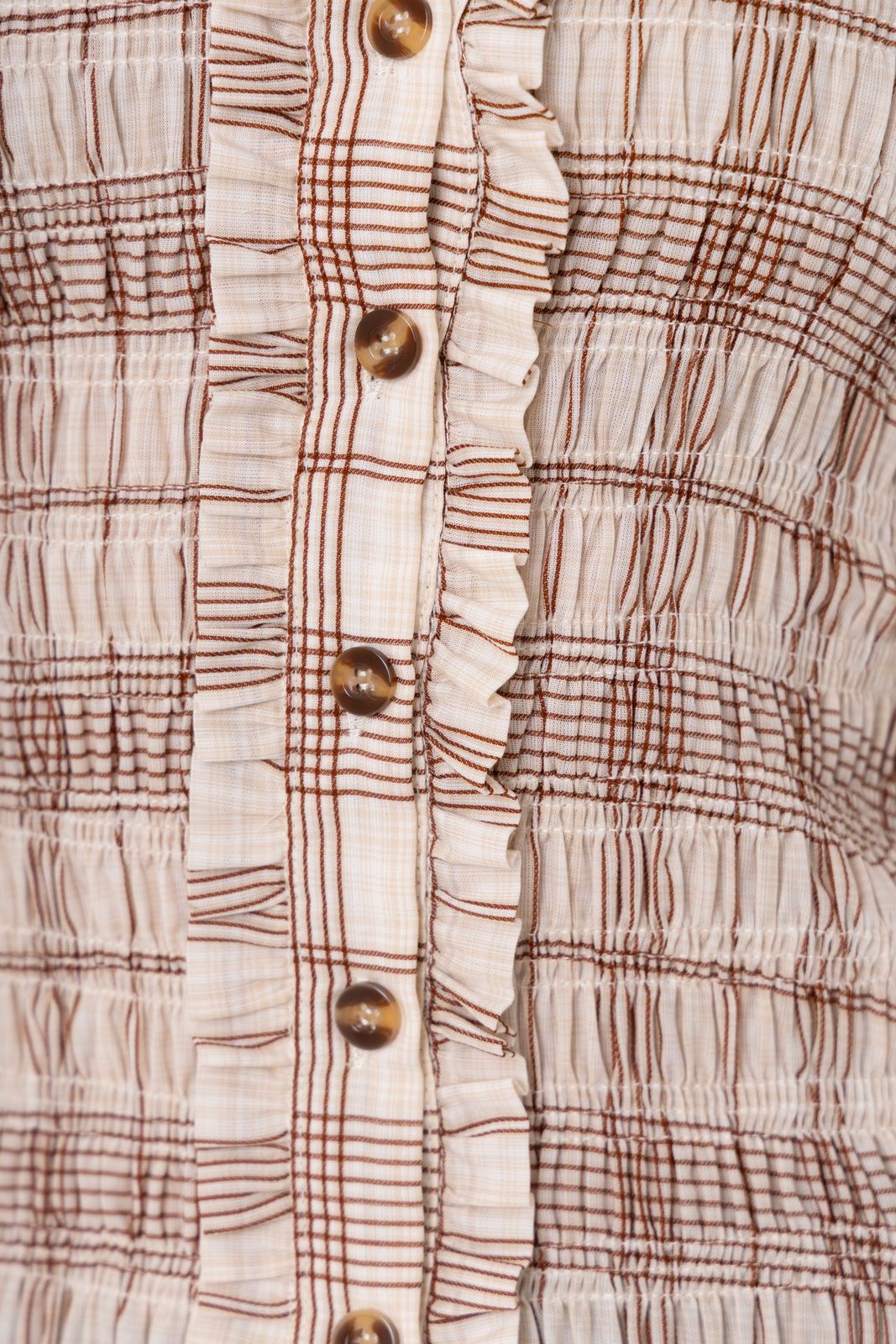Maisie Smocked Cotton Blouse In Windowpane Check