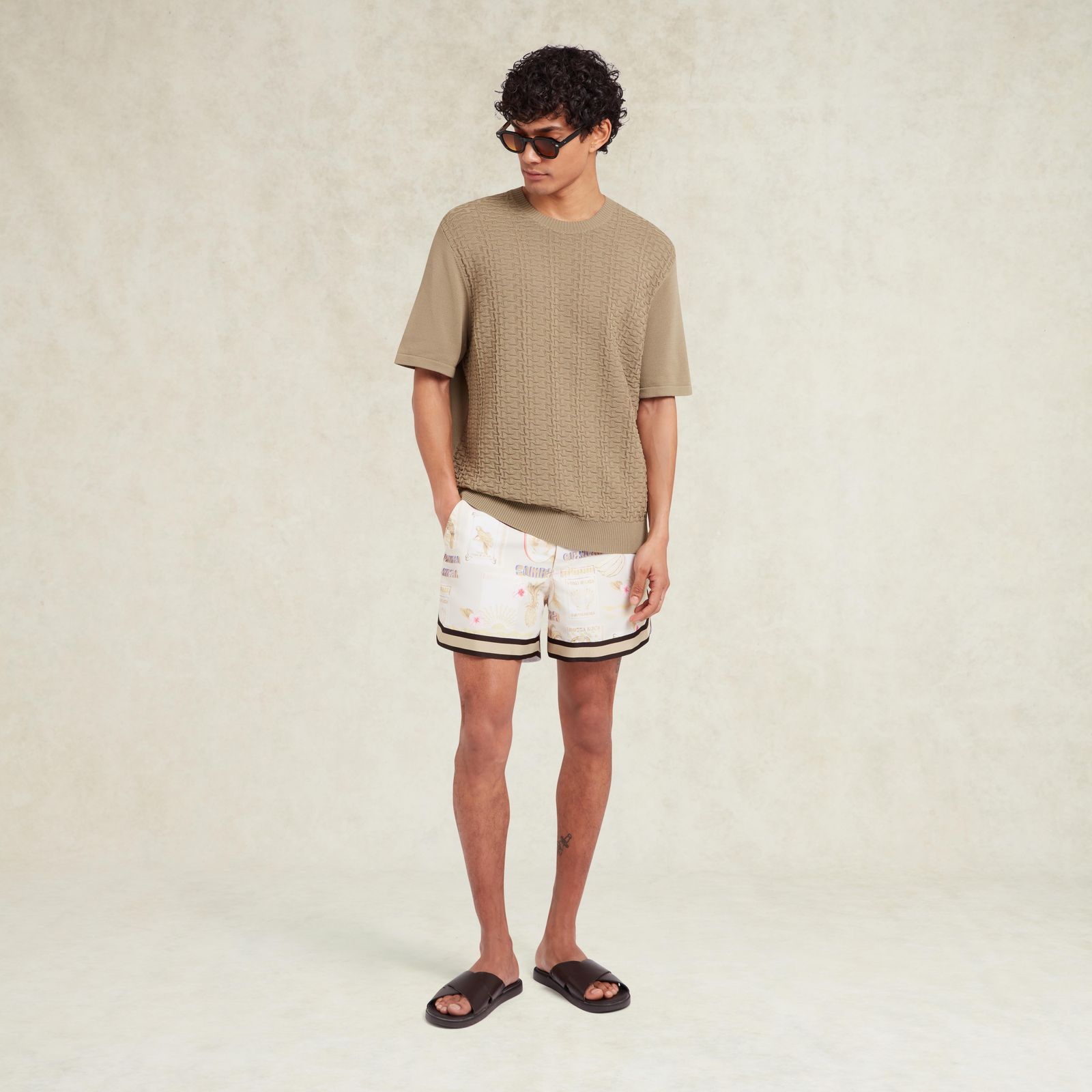 Monte Cristo Printed Baller Swimshort - Ivory